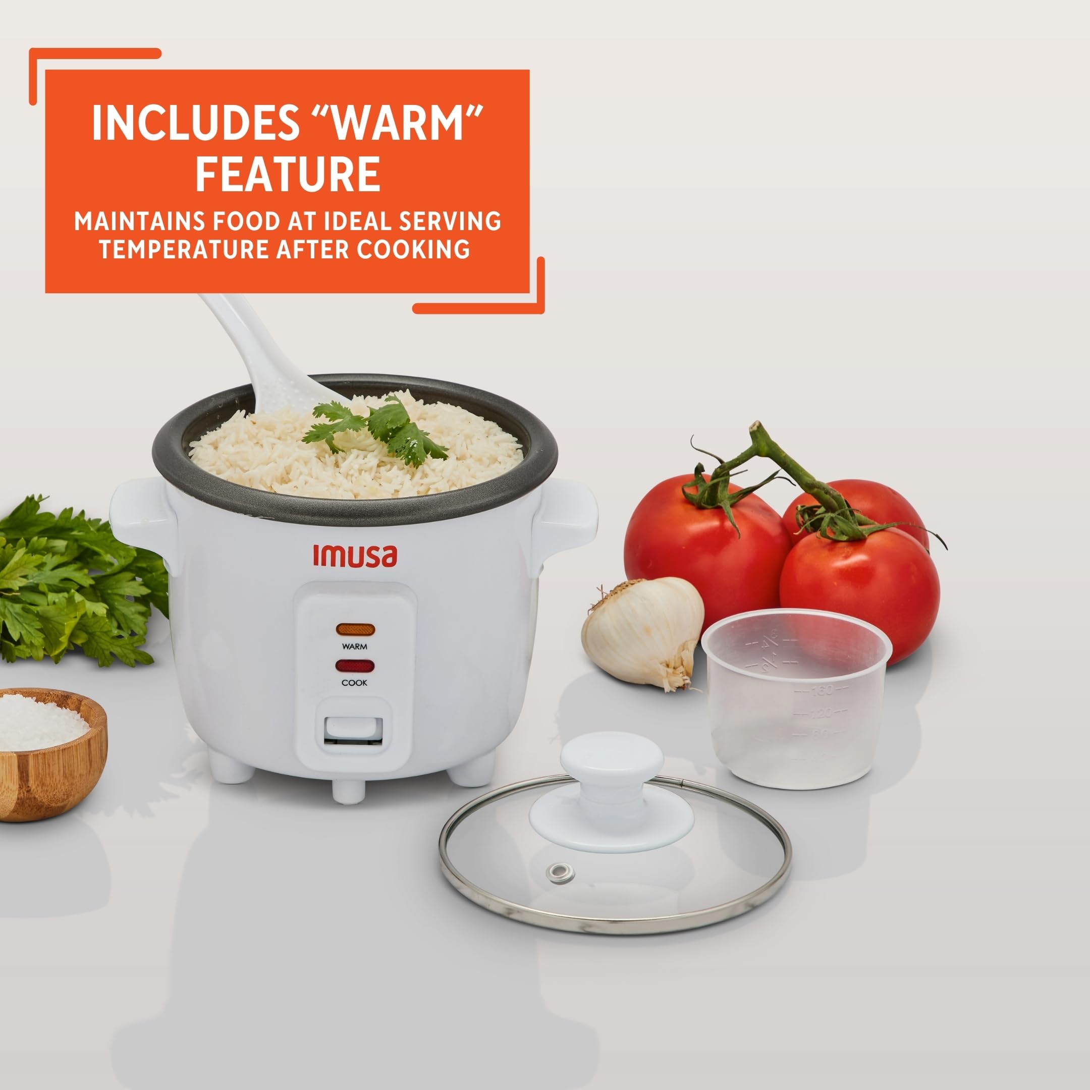 IMUSA 1.5cup Electric Ceramic Rice Cooker, White - Image 6