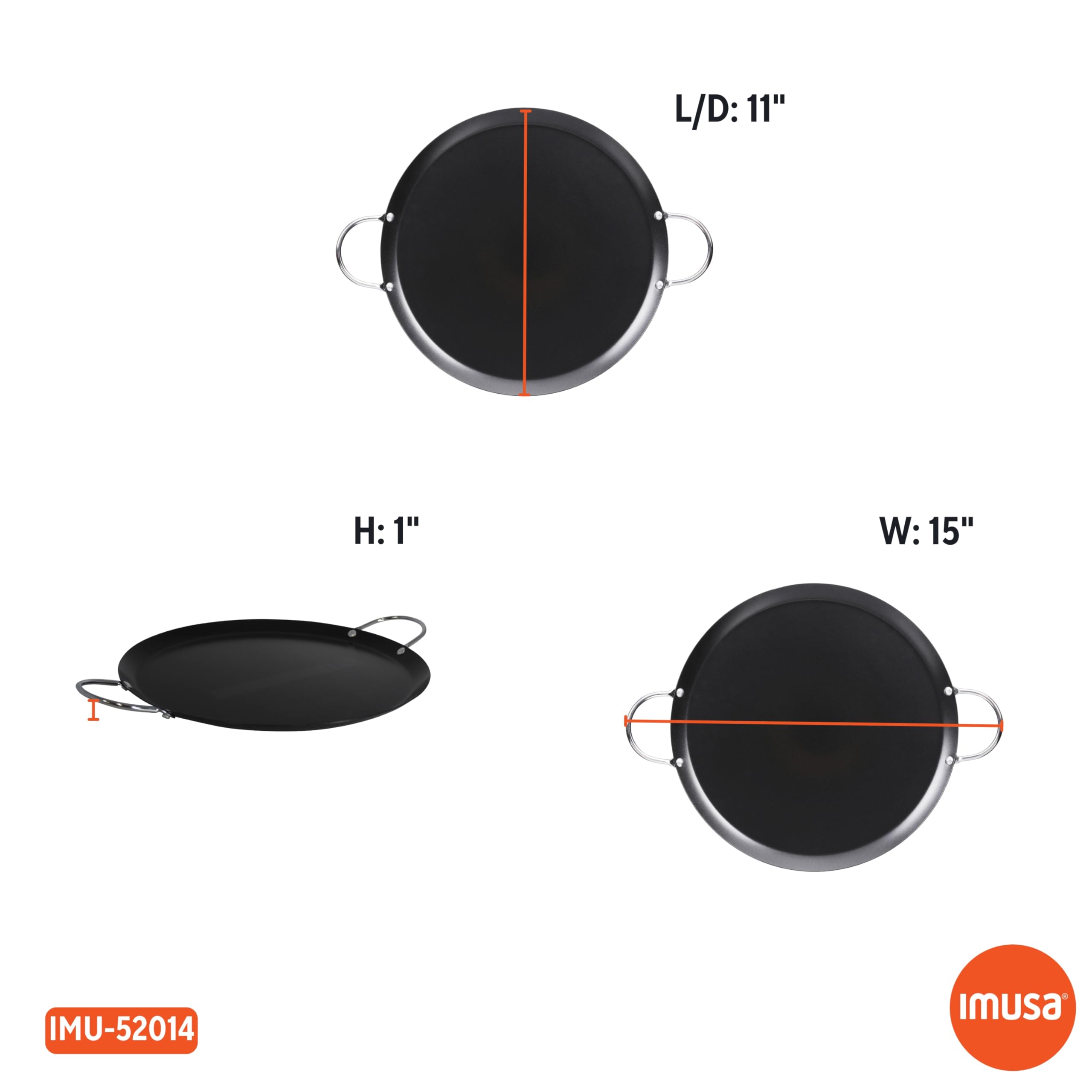 IMUSA 11in Carbon Steel Nonstick Round Comal with Metal Handles, Black - Image 10