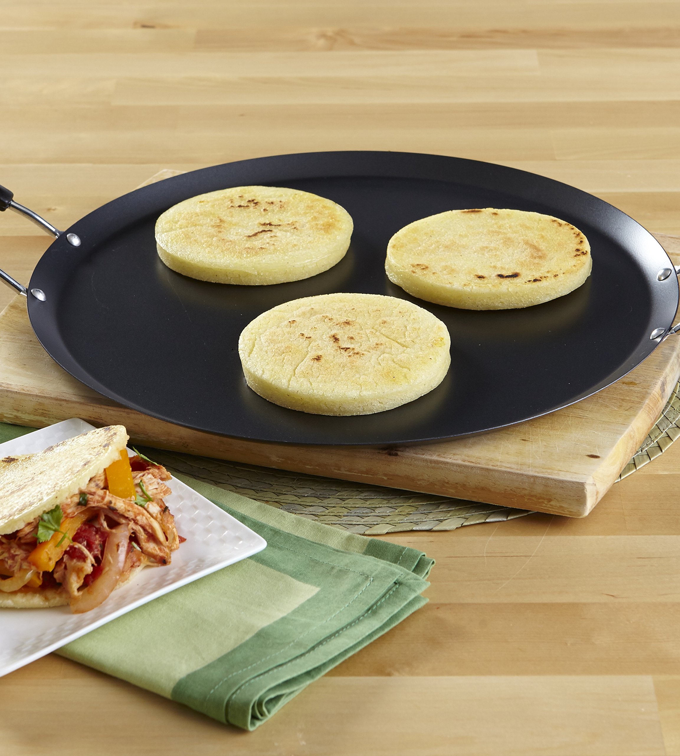 IMUSA 11in Carbon Steel Nonstick Round Comal with Metal Handles, Black - Image 3