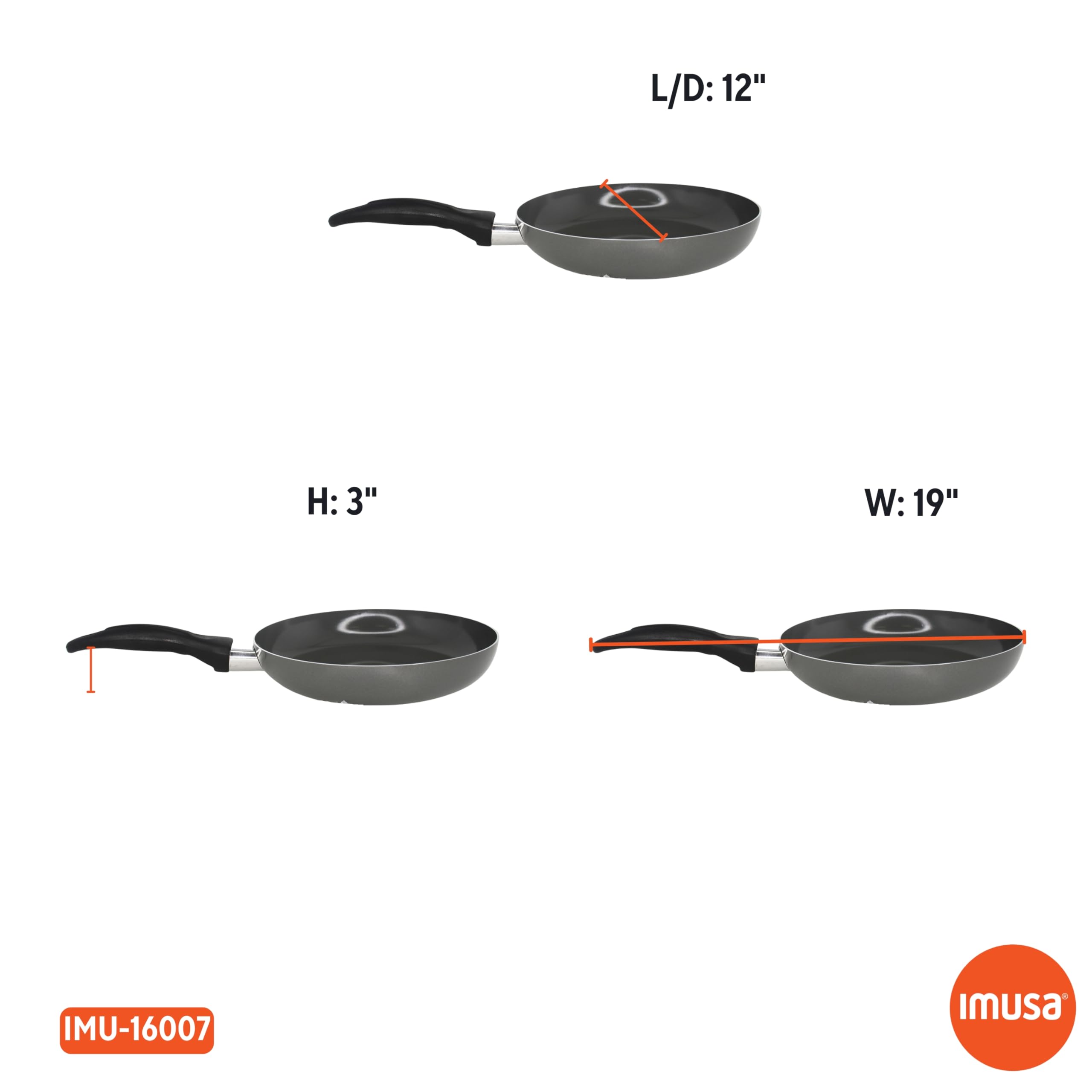 IMUSA 12-Inch Ceramic Nonstick Frying Pan – Large Gray Aluminum Skillet with Cool-Touch Handle, Ideal for Sautéing, Stir-Frying & Searing– Healthy Non-Stick Cookware for Home Kitchen - Image 8