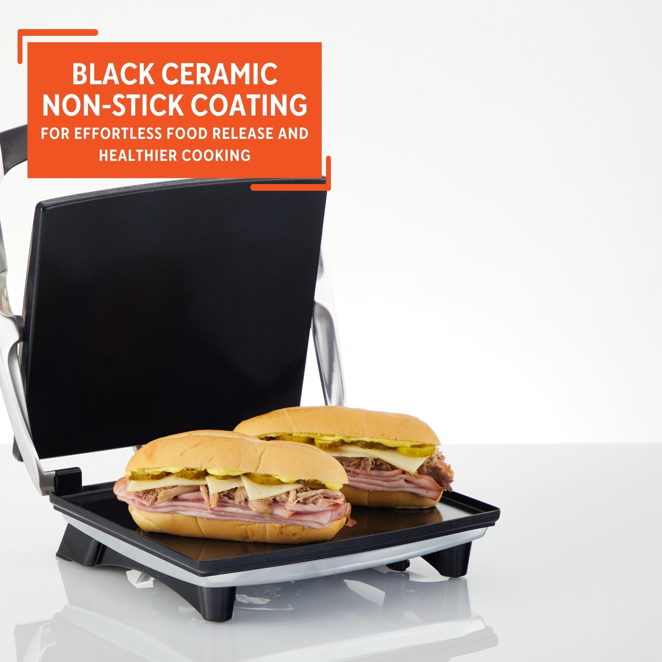 IMUSA 12x10in Stainless Steel Electric Panini Press with Temperature Control, Nonstick Plates for Sandwiches, Grilled Paninis, Quesadillas, and More - Image 5