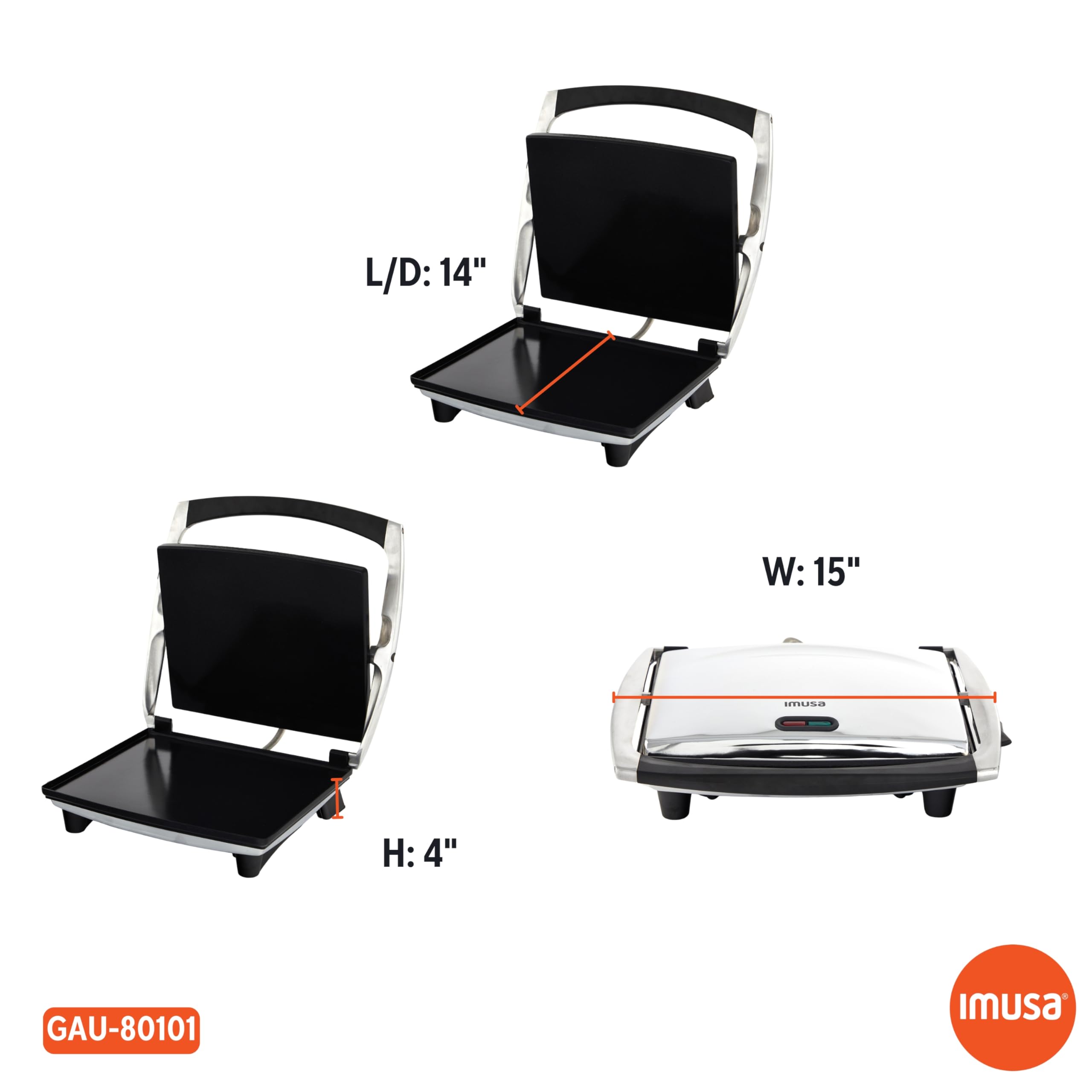 IMUSA 12x10in Stainless Steel Electric Panini Press with Temperature Control, Nonstick Plates for Sandwiches, Grilled Paninis, Quesadillas, and More - Image 9