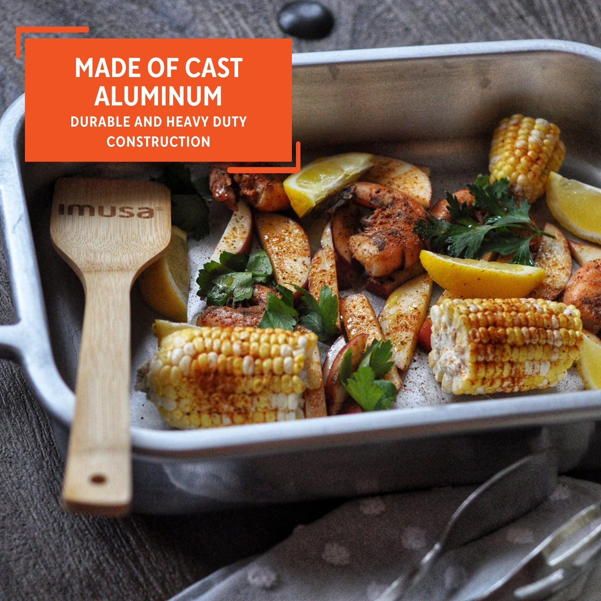 IMUSA 13.5x10in H. Cajun Cast Aluminum Roaster/Baking pan - Image 3
