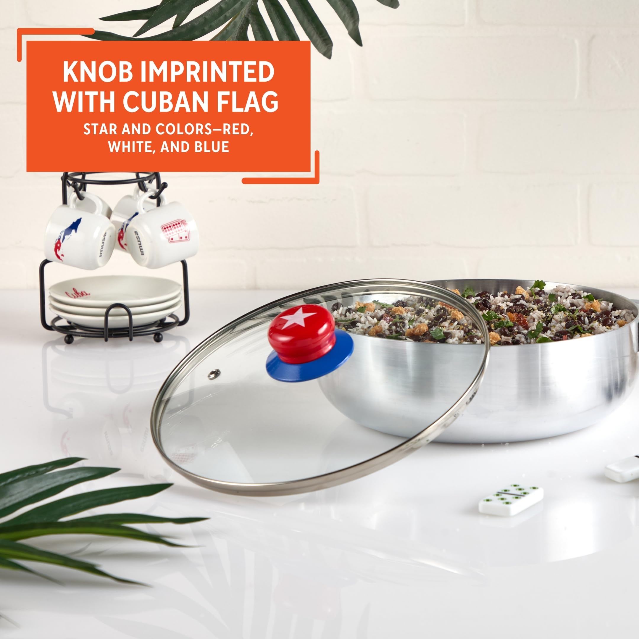 IMUSA 3.2Qt Cuba-Themed Aluminum Caldero with Glass Lid for Rice Stews & Everyday Cooking - Image 6
