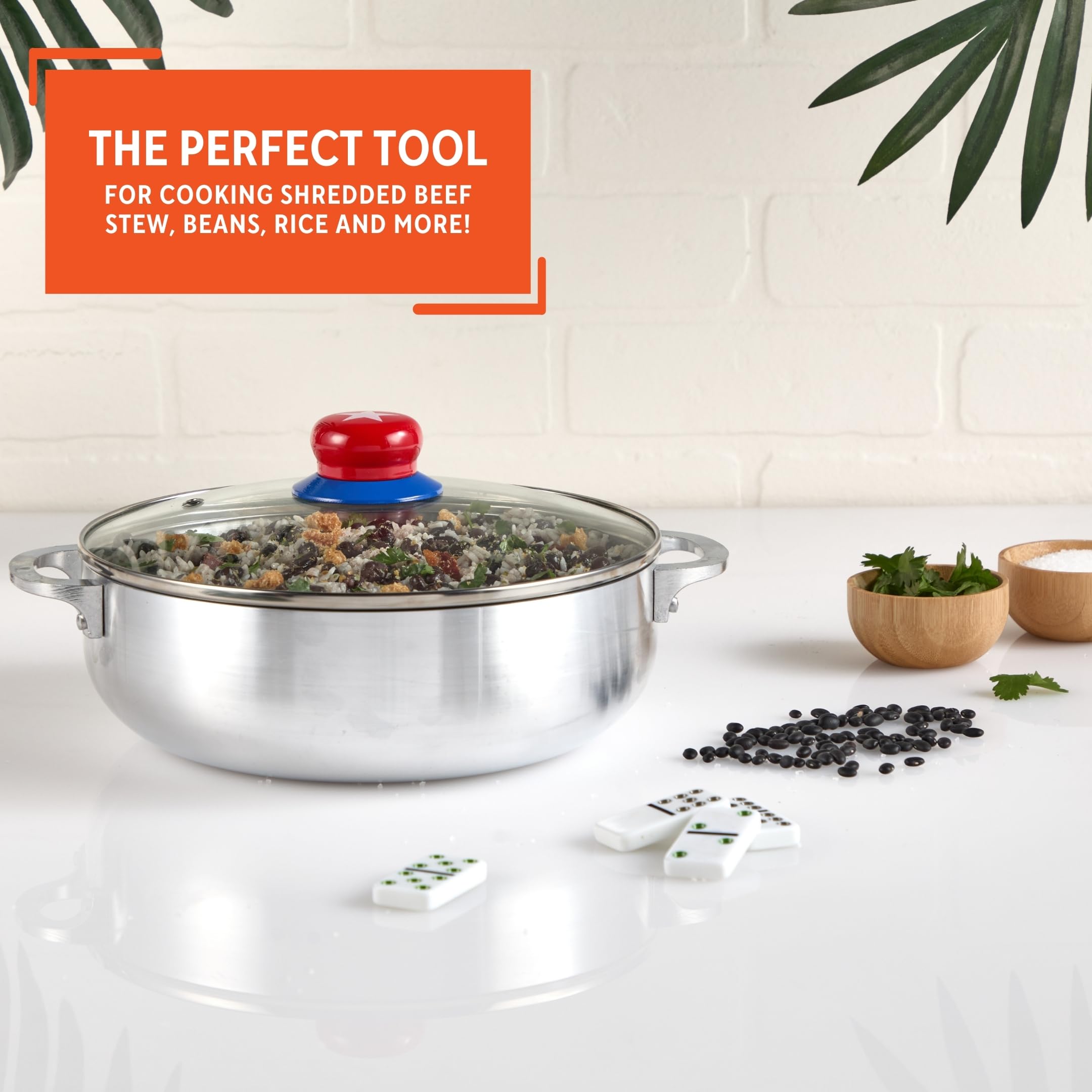 IMUSA 3.2Qt Cuba-Themed Aluminum Caldero with Glass Lid for Rice Stews & Everyday Cooking - Image 8