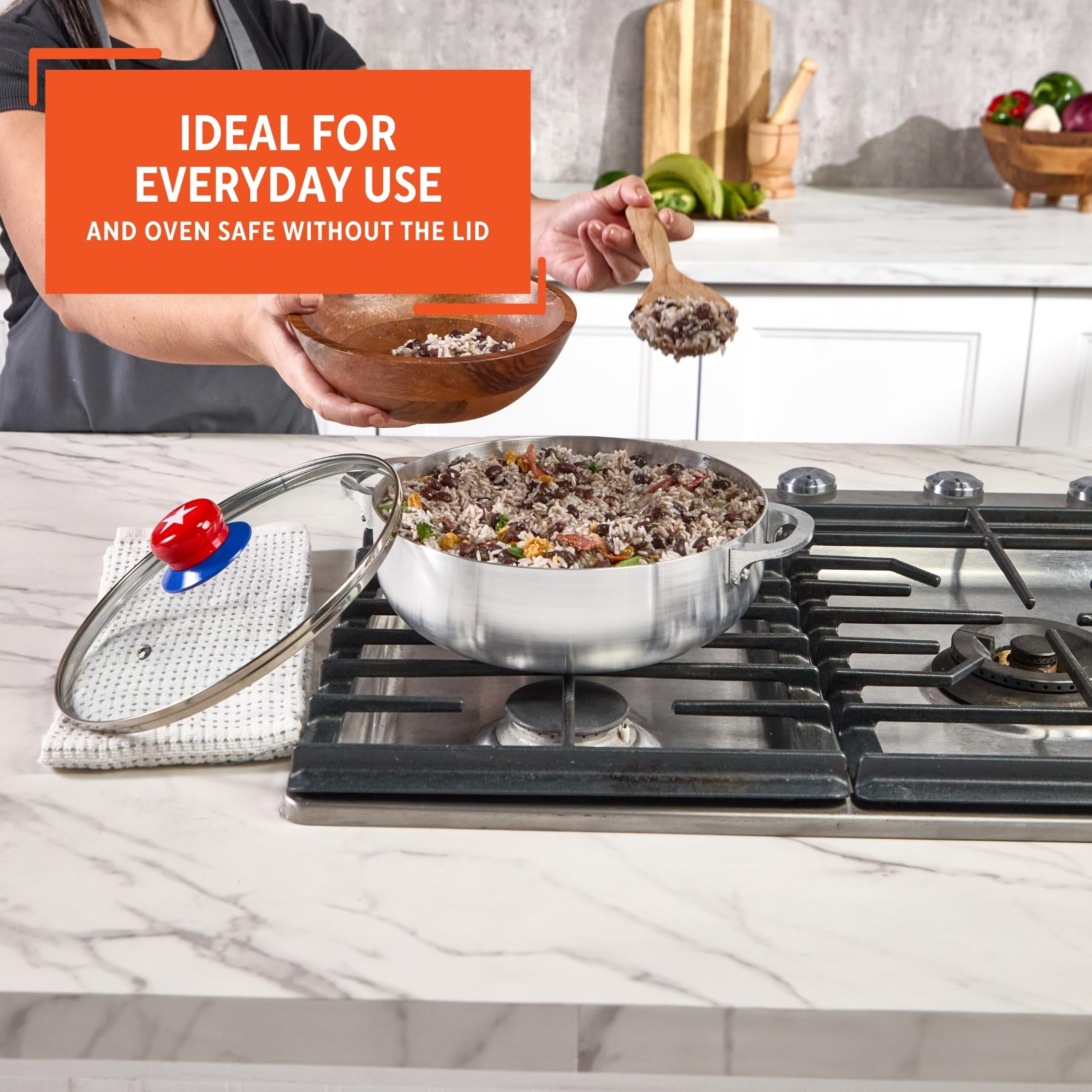 IMUSA 3.2Qt Cuba-Themed Aluminum Caldero with Glass Lid for Rice Stews & Everyday Cooking - Image 9