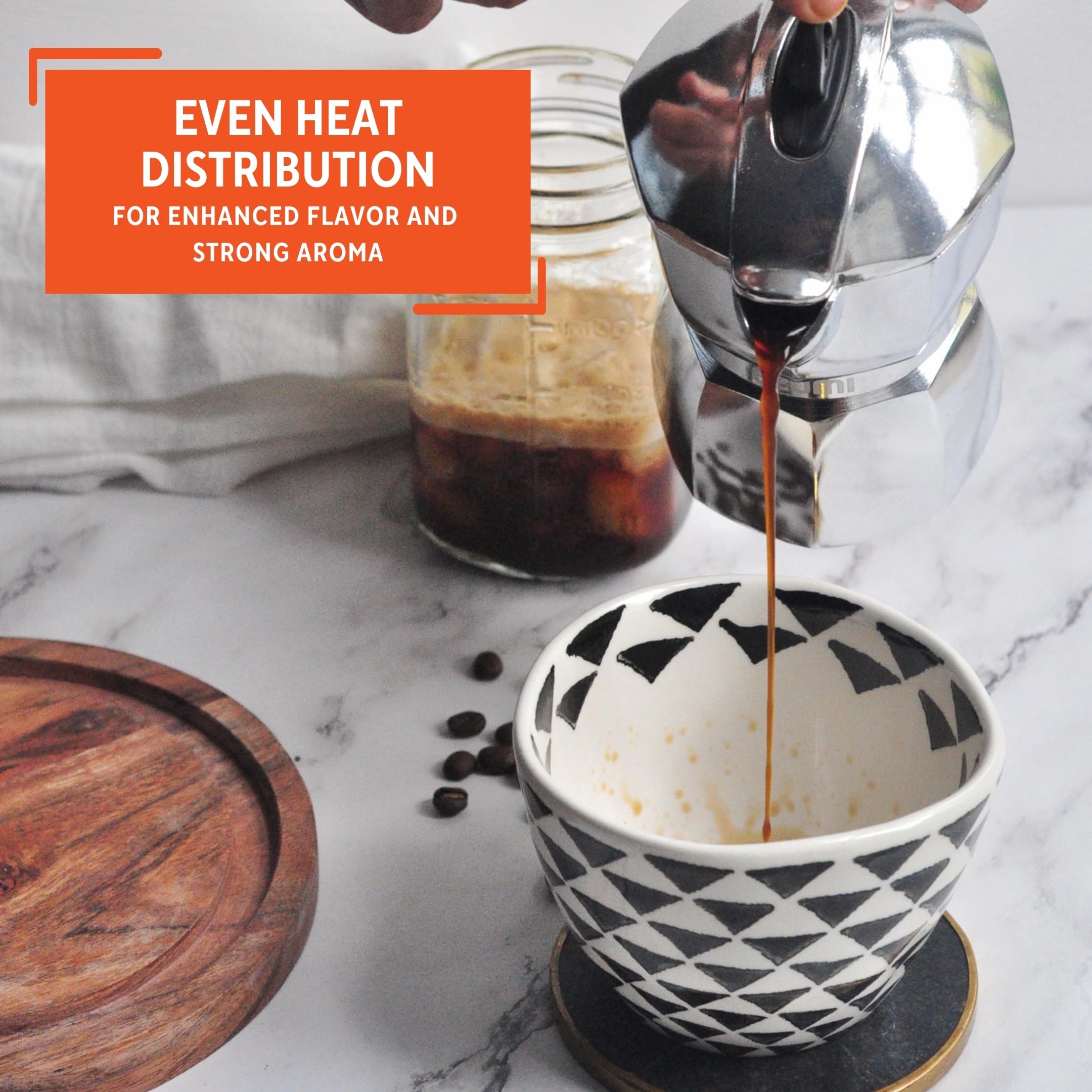 Imusa 3 Cup Stovetop Espresso Maker with Heart Shaped Knob, Silver - Image 6