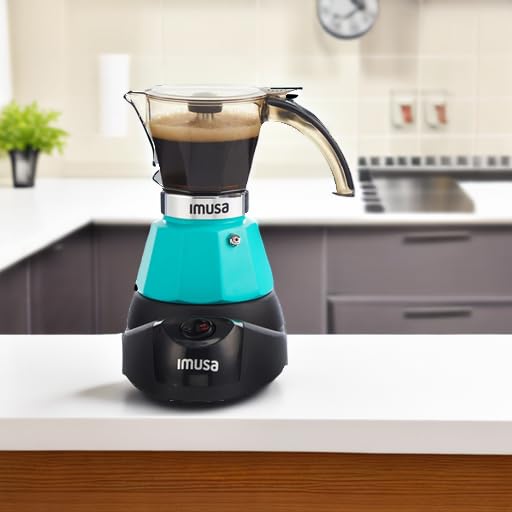 IMUSA 3 or 2cup Electric Espresso Maker, Teal - Image 5