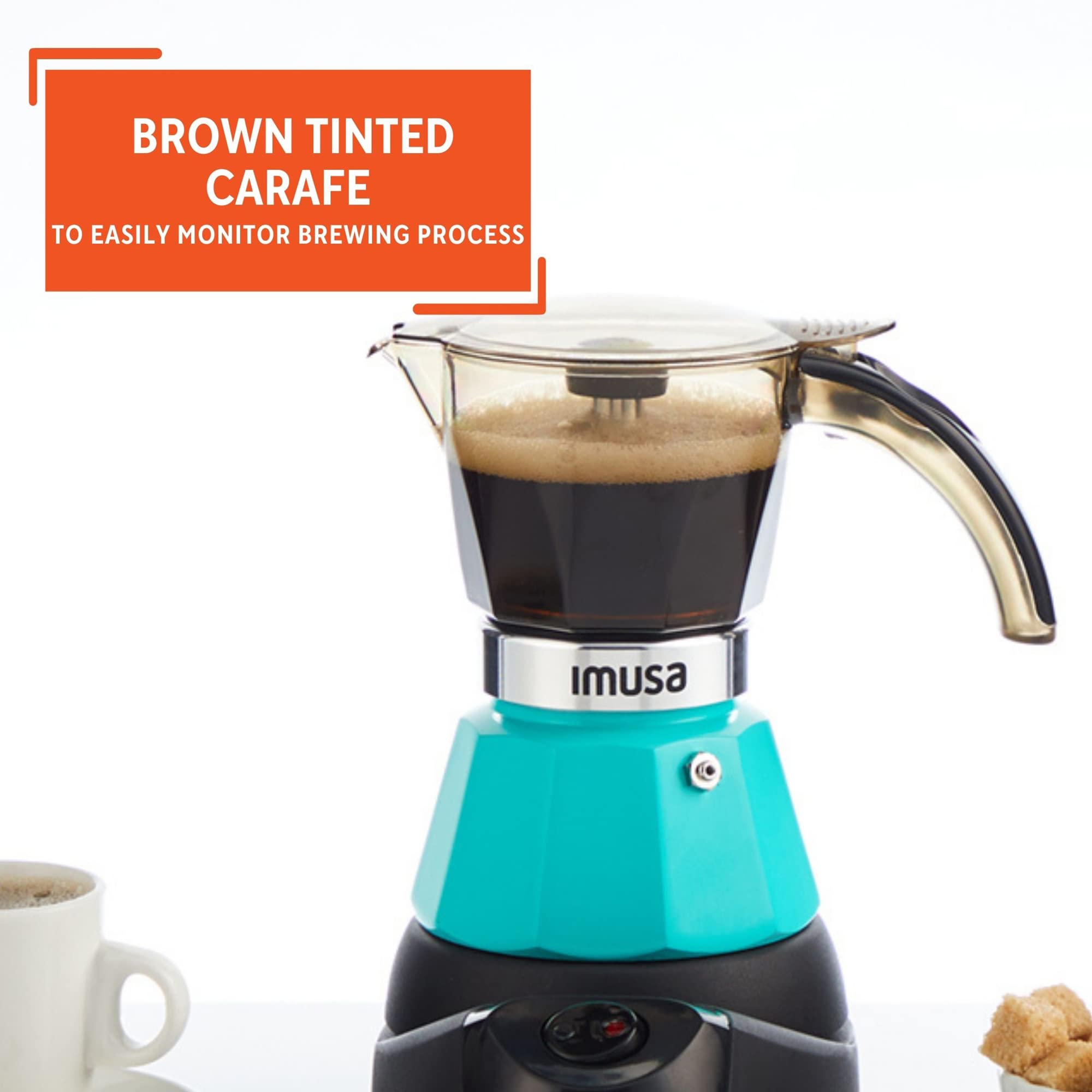 IMUSA 3 or 2cup Electric Espresso Maker, Teal - Image 6