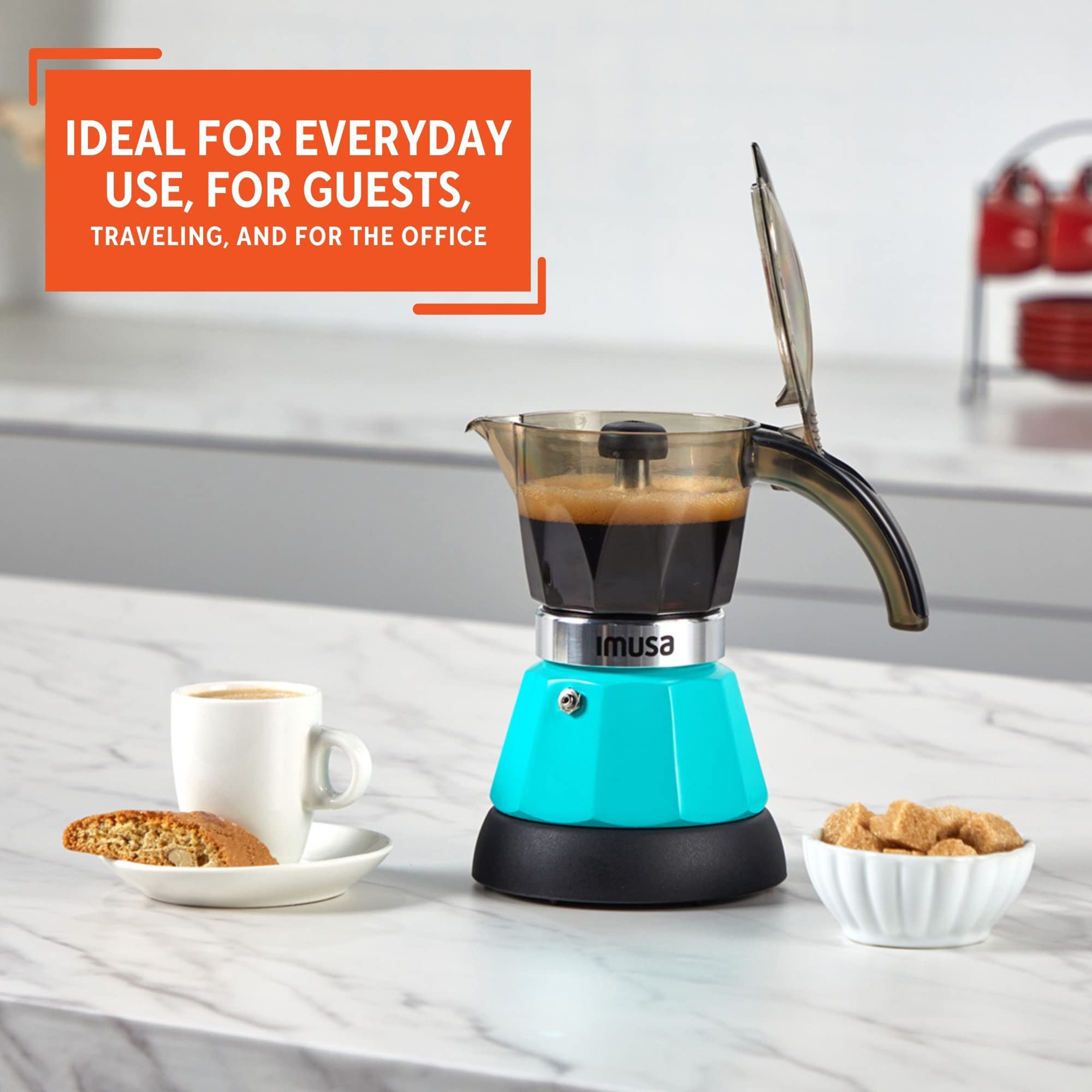 IMUSA 3 or 2cup Electric Espresso Maker, Teal - Image 8