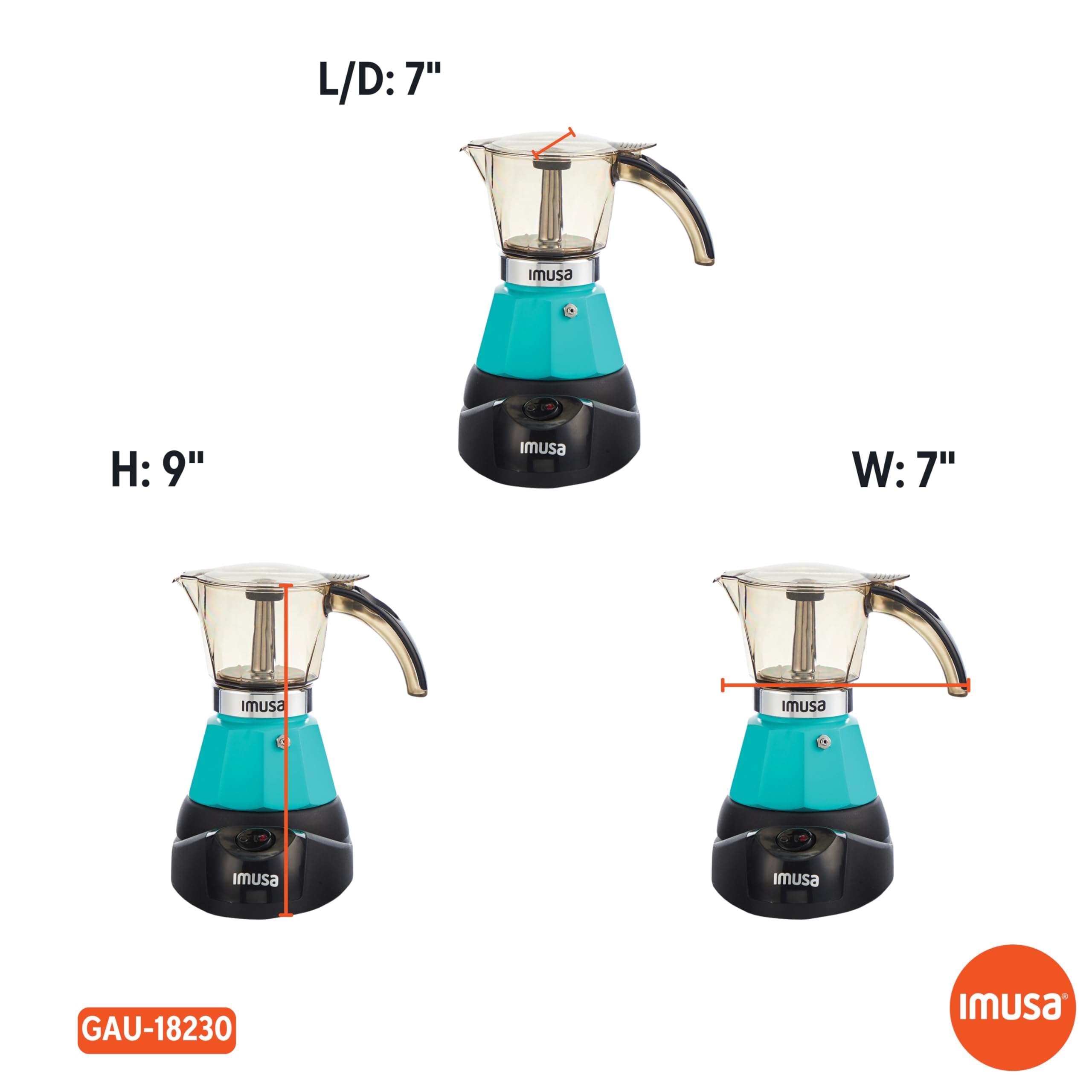 IMUSA 3 or 2cup Electric Espresso Maker, Teal - Image 9