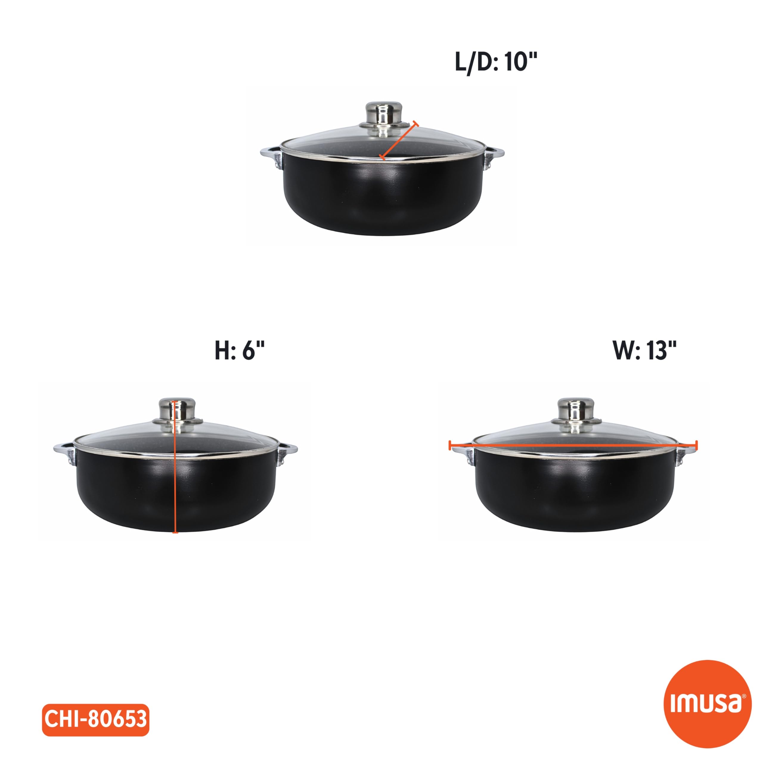 IMUSA 4.4Qt Bistro Ceramic Nonstick Caldero/Dutch Oven with Glass Lid, Black - Image 8