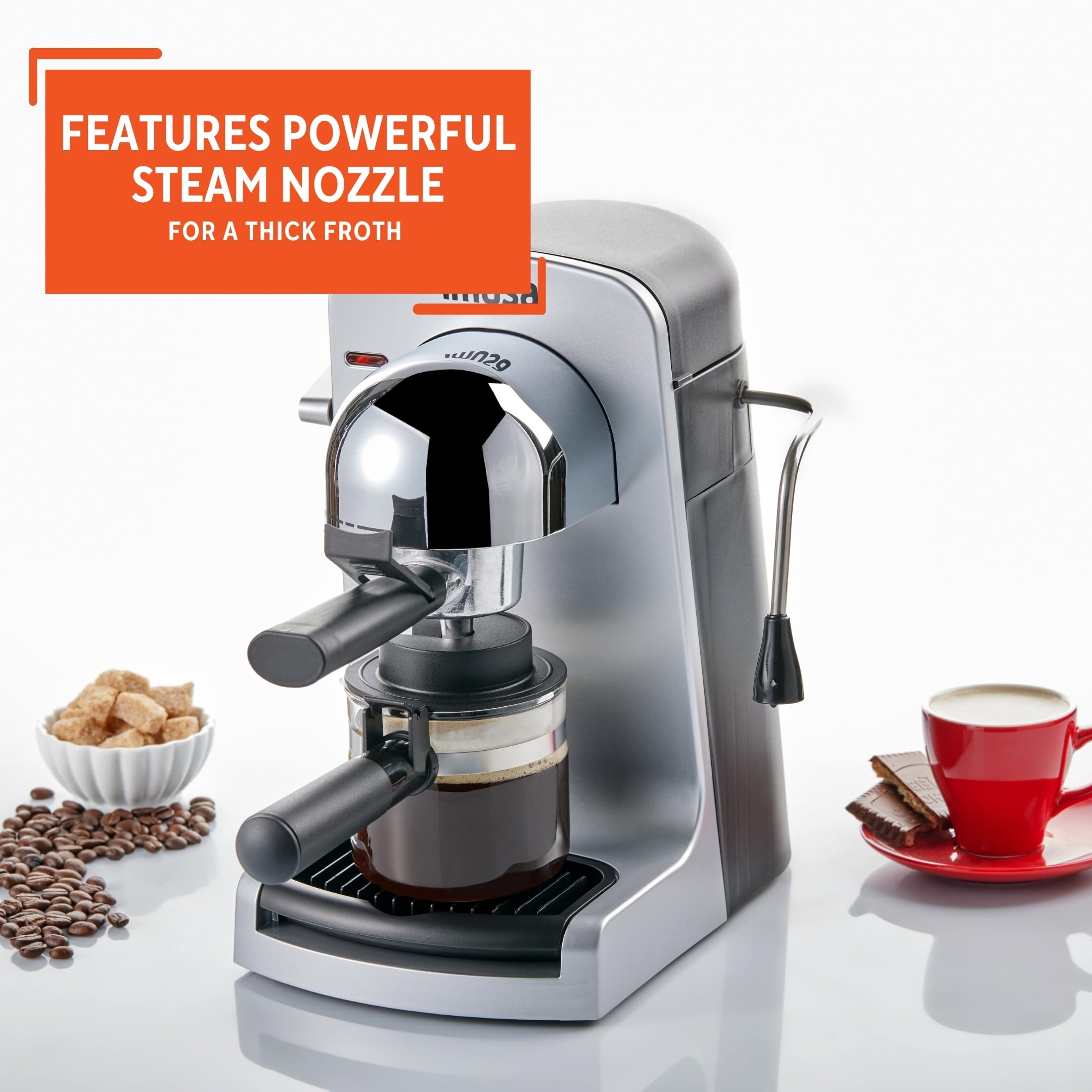 IMUSA 4cup Electric Bistro Espresso Cappuccino Maker, Silver - Image 6