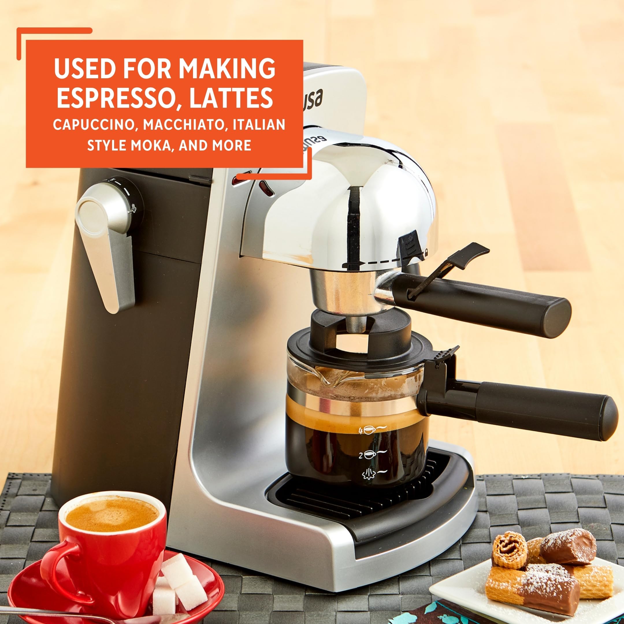 IMUSA 4cup Electric Bistro Espresso Cappuccino Maker, Silver - Image 7