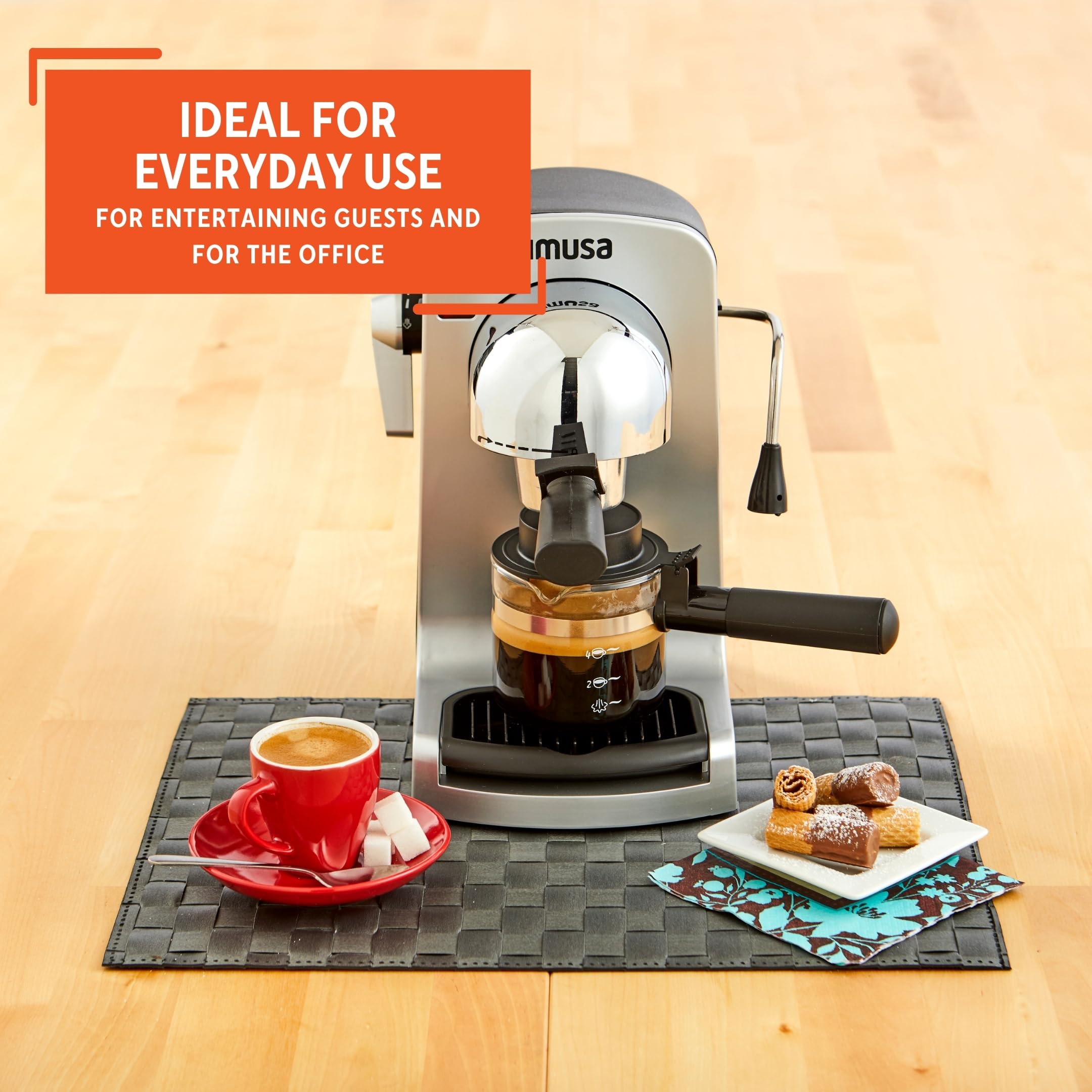 IMUSA 4cup Electric Bistro Espresso Cappuccino Maker, Silver - Image 8