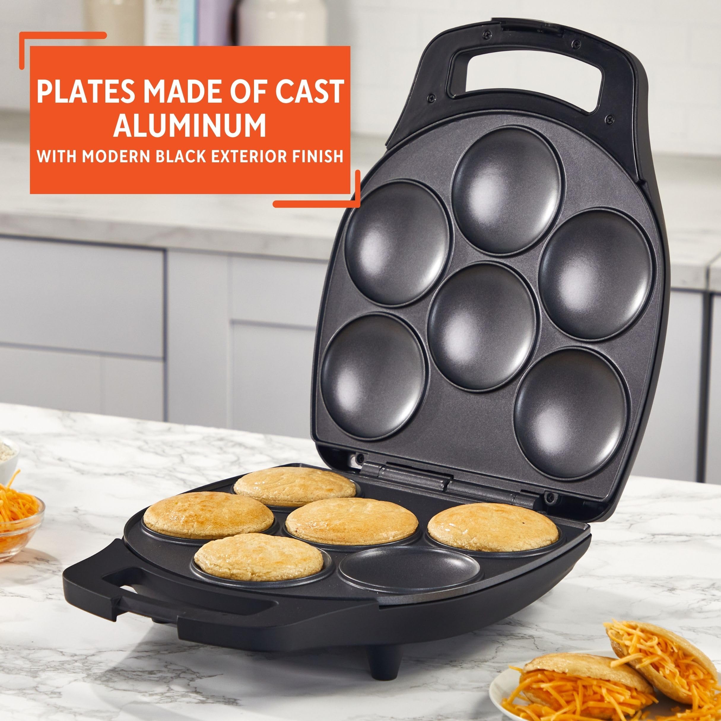 IMUSA 6 Slot Electric Arepa Maker with Temperature Control, Matte Black - Image 4