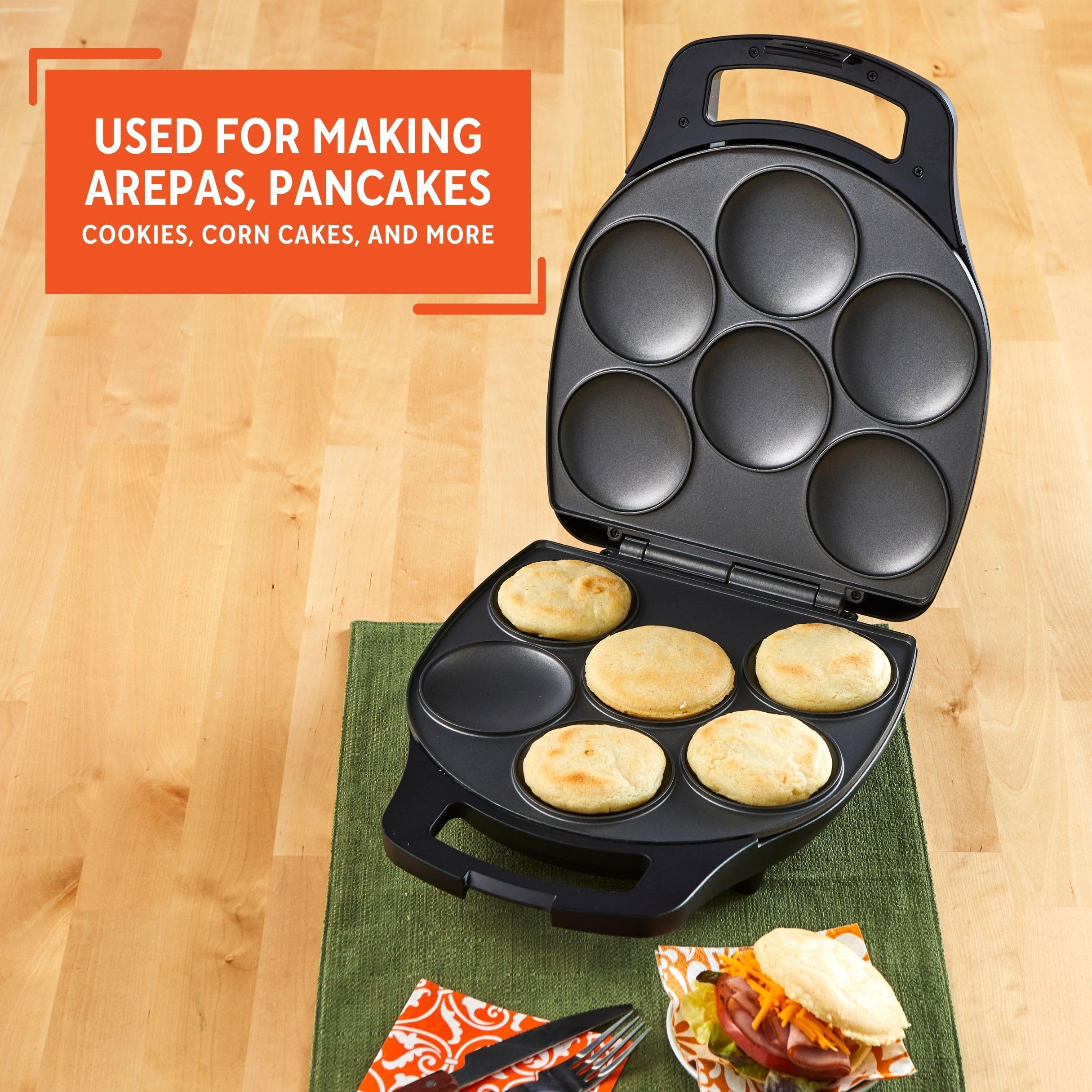 IMUSA 6 Slot Electric Arepa Maker with Temperature Control, Matte Black - Image 7