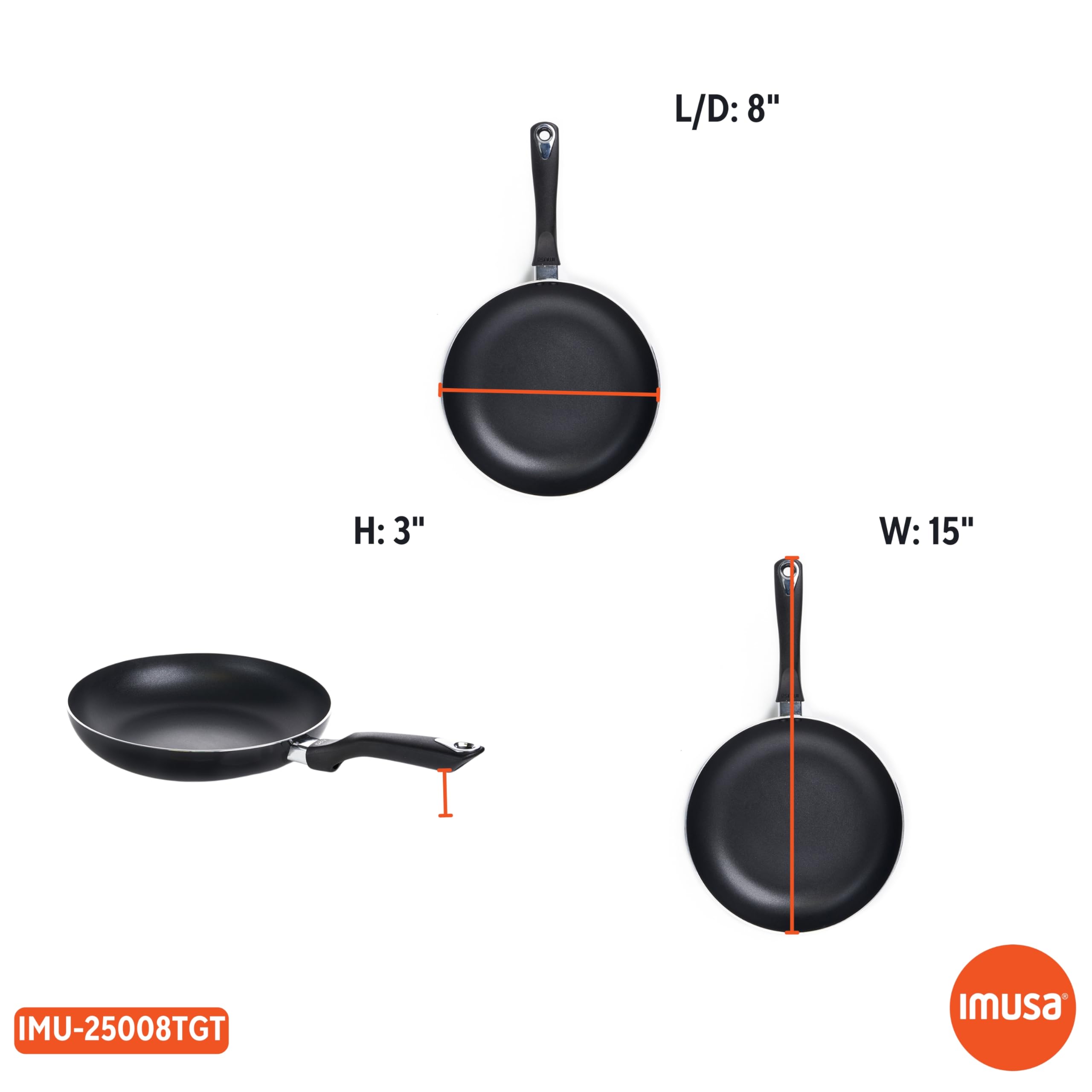 IMUSA 8in Bistro Aluminum Nonstick Fry Pan with Cool Touch Handle, Small Skillet for Eggs, Omelets, Sauteing, and Everyday Cooking, Black - Image 7