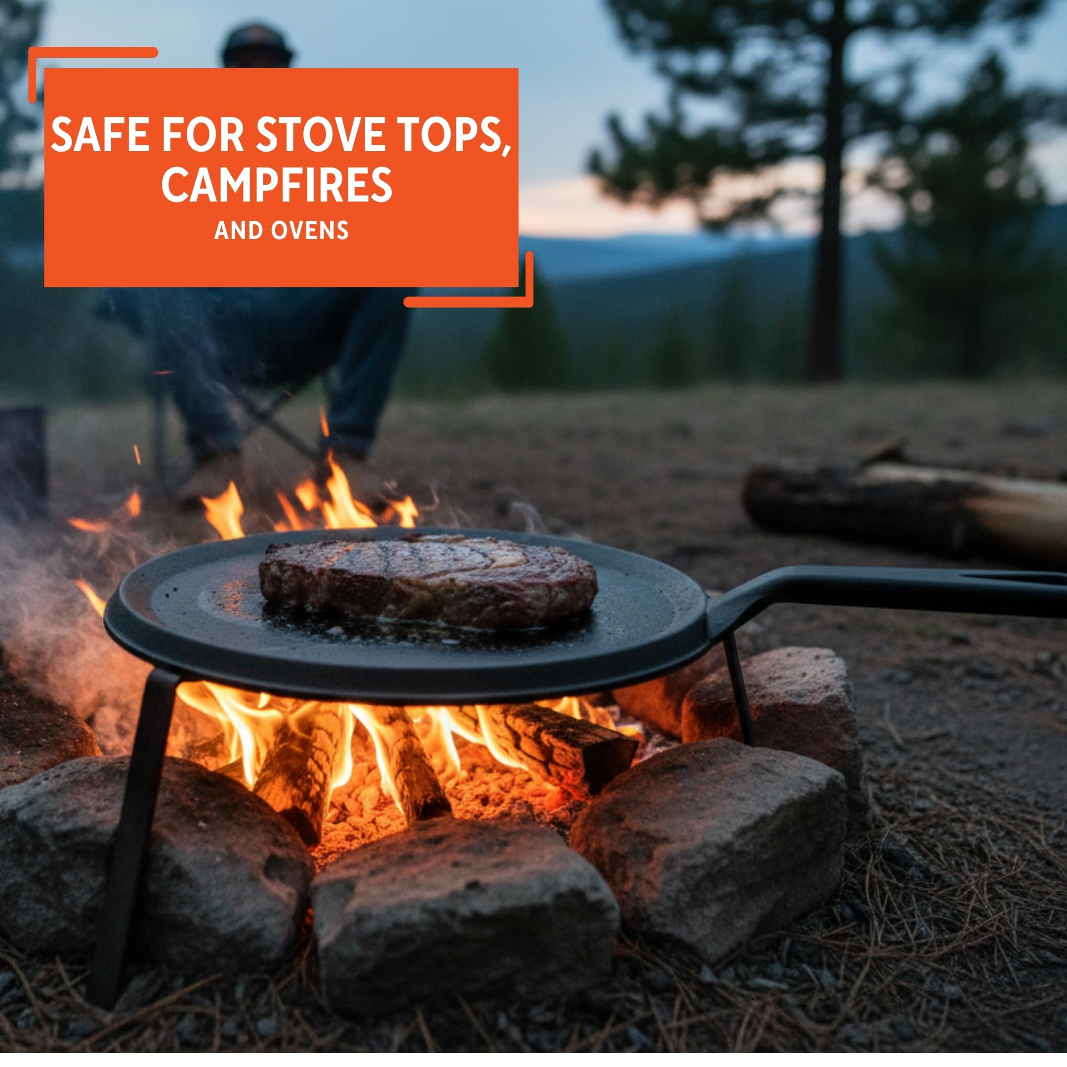 IMUSA 9.5in Preseasoned Cast Iron Comal for Tortillas, Arepas, Quesadillas, Heating & Searing, Heavy-Duty Flat Griddle - Image 5