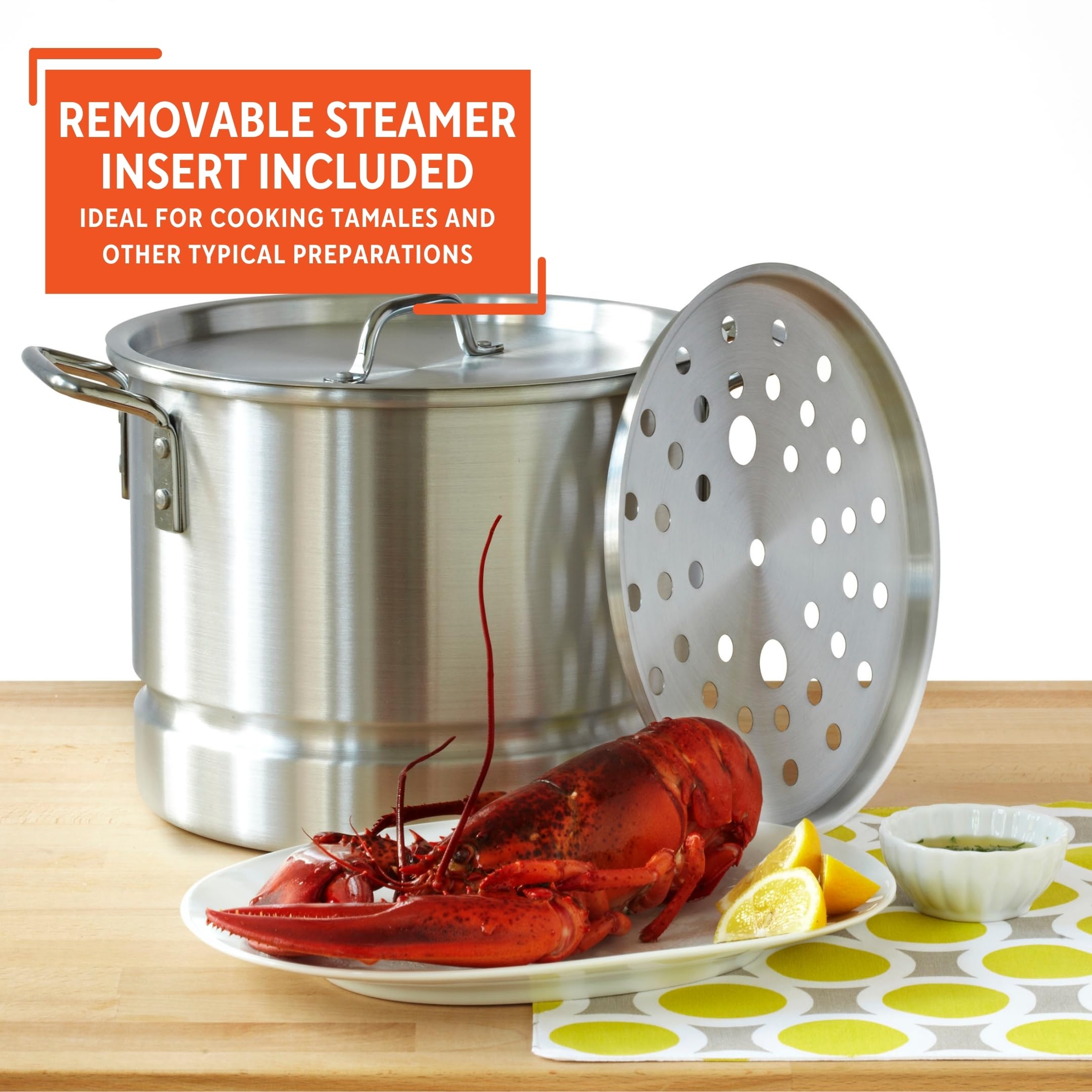 IMUSA Aluminum Steamer Dual Piece Set, 28Qt and 10Qt, Silver - Image 5