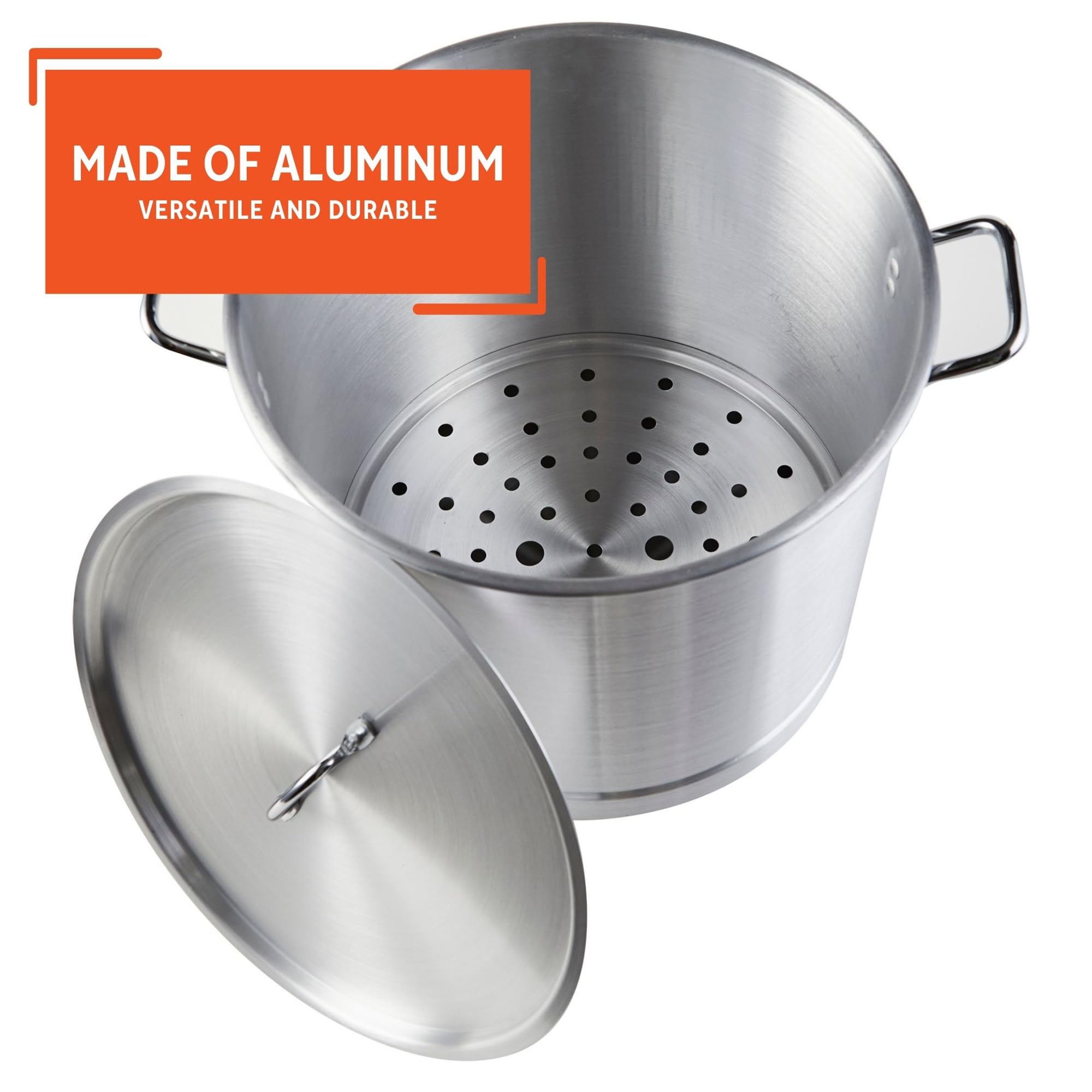 IMUSA Big 40 Qt Tamale Steamer Vaporera Stock Pot Aluminum Tamalera 10 Gallons - Image 3