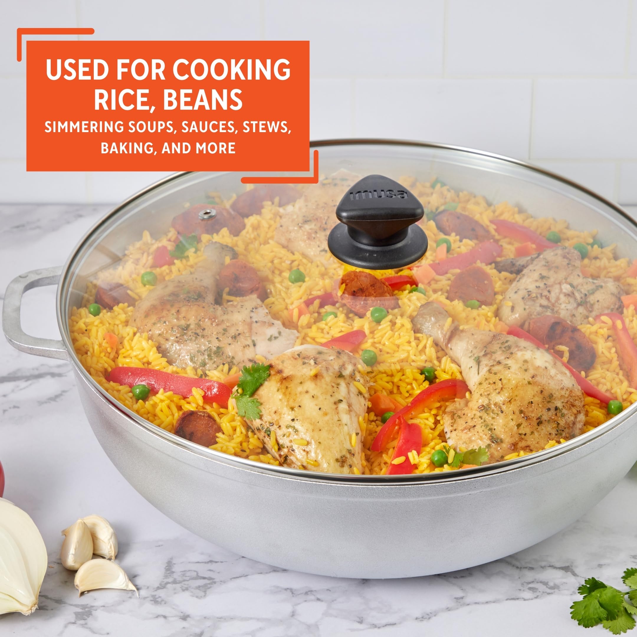 IMUSA Caldero Stock Pot with Glass Lid 11QT, 36cm, Cast Aluminum, Perfect for Serving Big & Medium Groups, Riveted Handles, Made in Colombia, Silver - Image 7