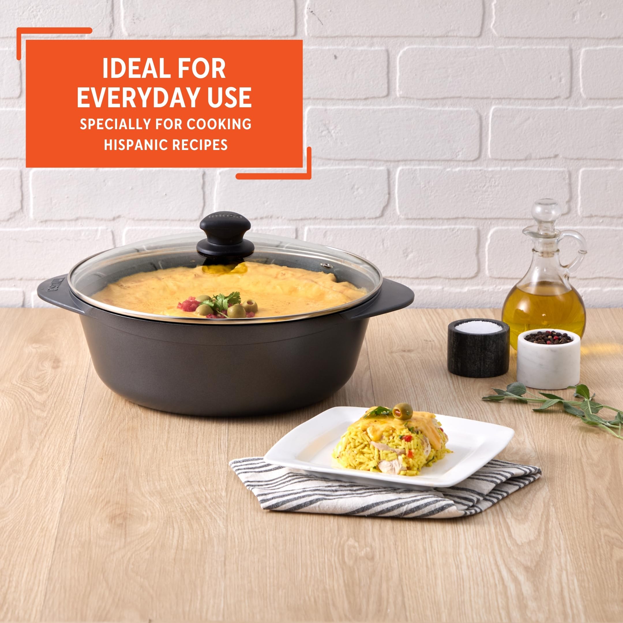 IMUSA Cocotte Cast Aluminum Ceramic Nonstick Caldero with Glass Lid, 7Qt, Black - Image 7