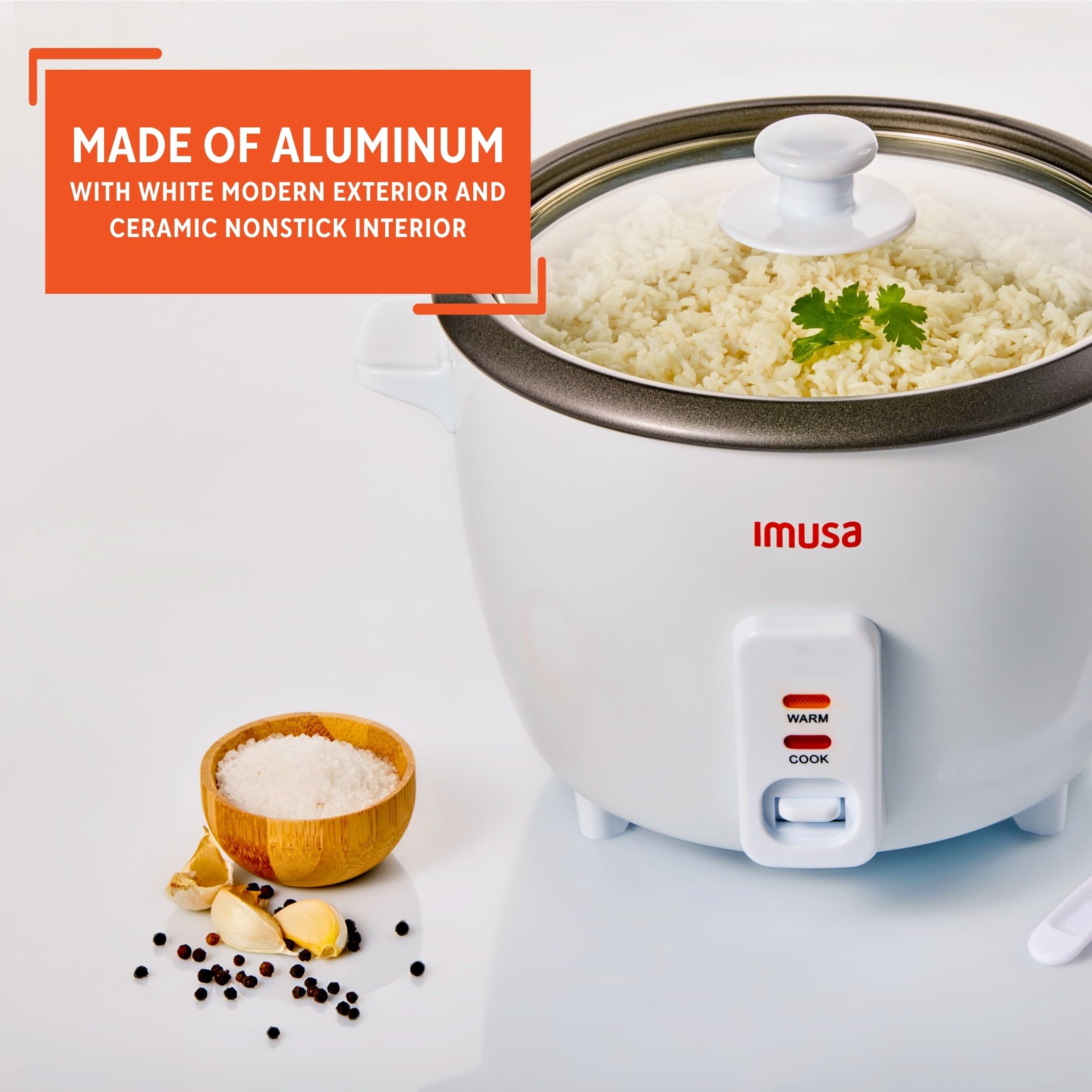IMUSA Electric Rice Cooker 10 Cup Cooked 5 Cup Uncooked – Ceramic Nonstick Pot, Multi Cooker for Rice, Quinoa, Oatmeal, Stew – Keep Warm – Compact for Kitchen Dorm RV - Image 3