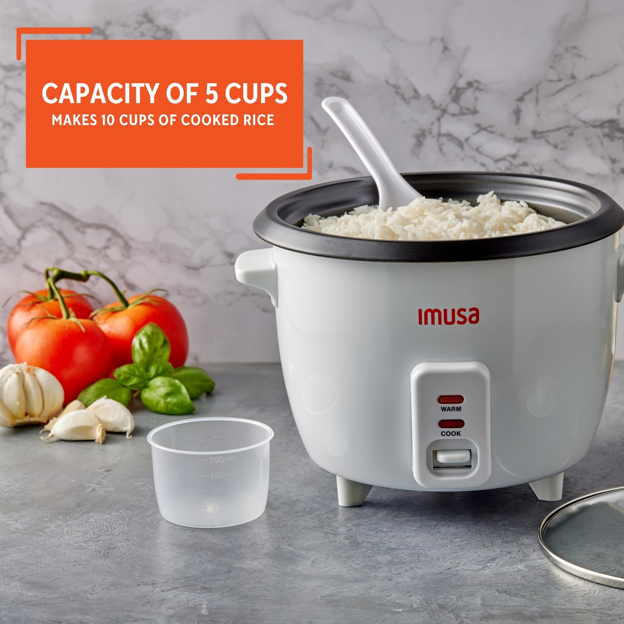 IMUSA Electric Rice Cooker 10 Cup Cooked 5 Cup Uncooked – Ceramic Nonstick Pot, Multi Cooker for Rice, Quinoa, Oatmeal, Stew – Keep Warm – Compact for Kitchen Dorm RV - Image 4