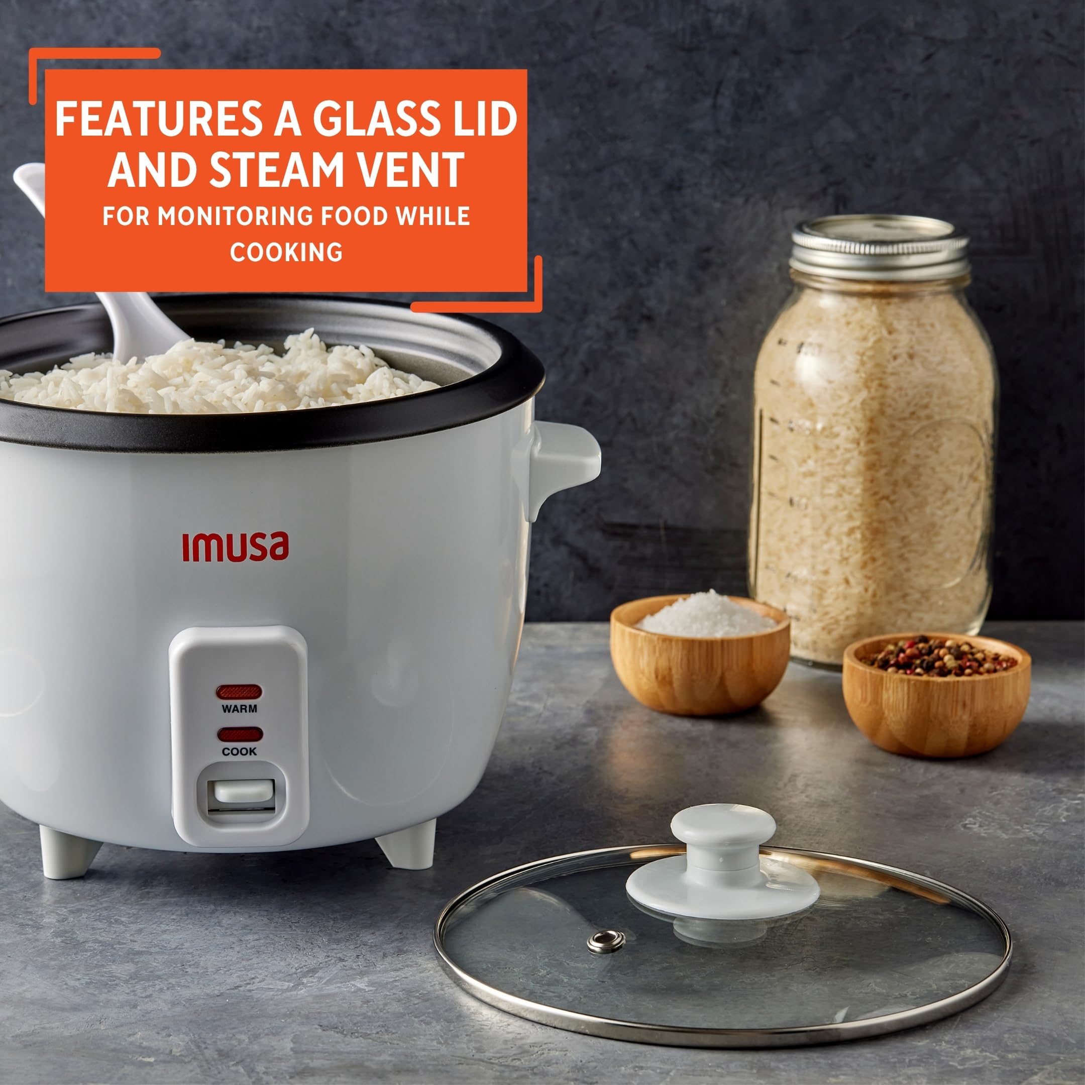 IMUSA Electric Rice Cooker 10 Cup Cooked 5 Cup Uncooked – Ceramic Nonstick Pot, Multi Cooker for Rice, Quinoa, Oatmeal, Stew – Keep Warm – Compact for Kitchen Dorm RV - Image 5