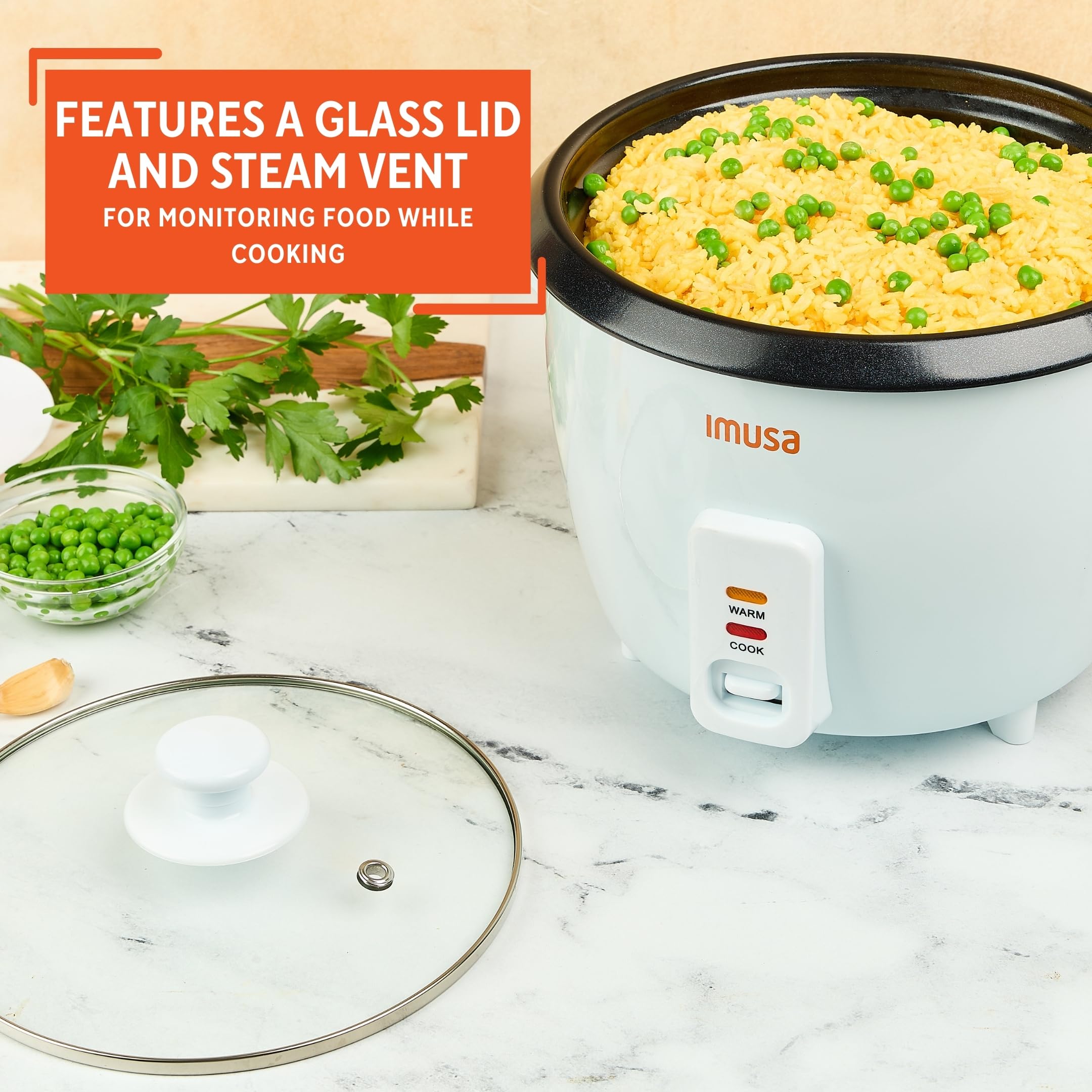 IMUSA Electric Rice Cooker 16 Cup Cooked 8 Cup Uncooked – Ceramic Nonstick Pot, Multi Cooker for Rice, Quinoa, Oatmeal, Stew – Keep Warm Function – Compact for Kitchen Dorm RV - Image 5