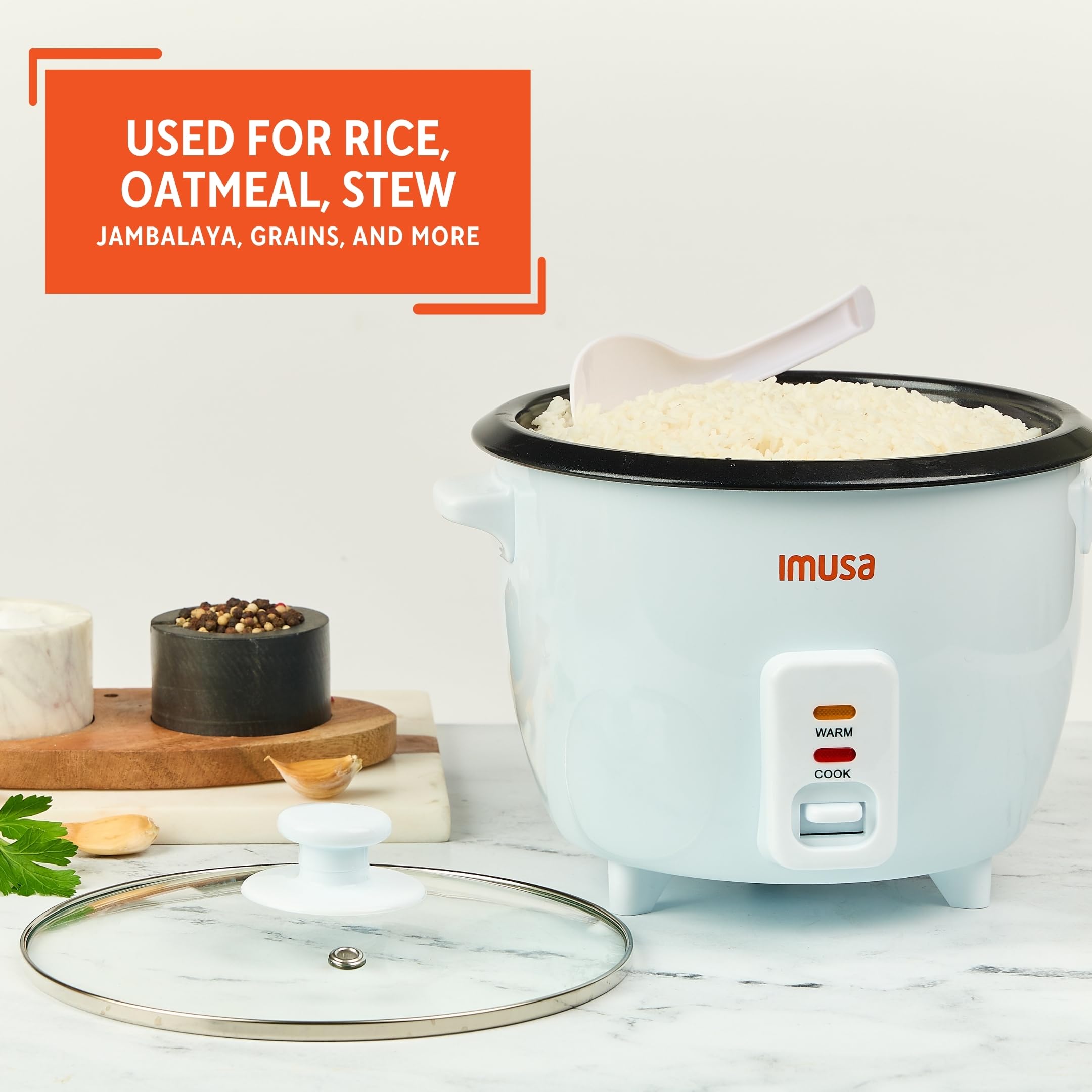 IMUSA Electric Rice Cooker 16 Cup Cooked 8 Cup Uncooked – Ceramic Nonstick Pot, Multi Cooker for Rice, Quinoa, Oatmeal, Stew – Keep Warm Function – Compact for Kitchen Dorm RV - Image 6