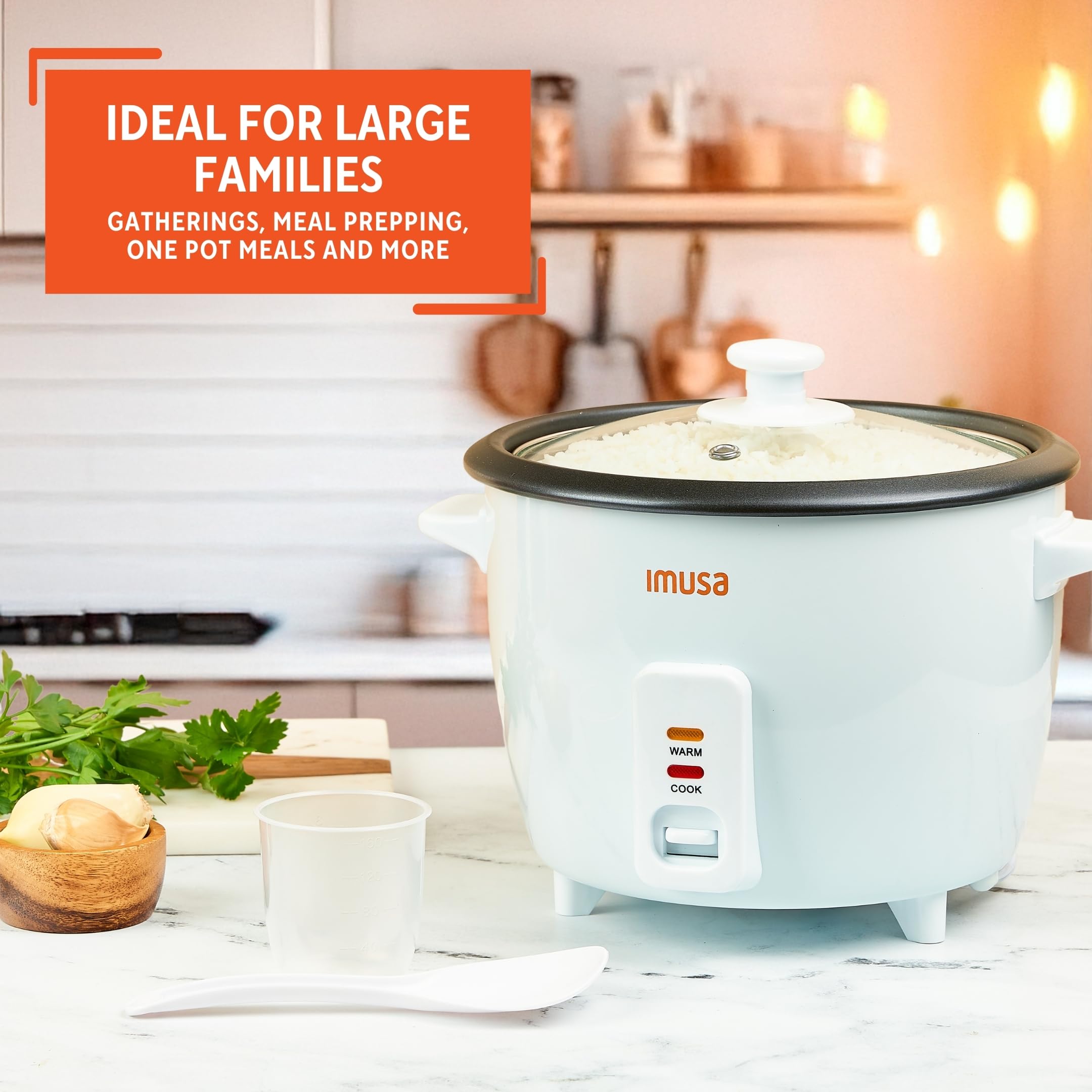 IMUSA Electric Rice Cooker 16 Cup Cooked 8 Cup Uncooked – Ceramic Nonstick Pot, Multi Cooker for Rice, Quinoa, Oatmeal, Stew – Keep Warm Function – Compact for Kitchen Dorm RV - Image 7