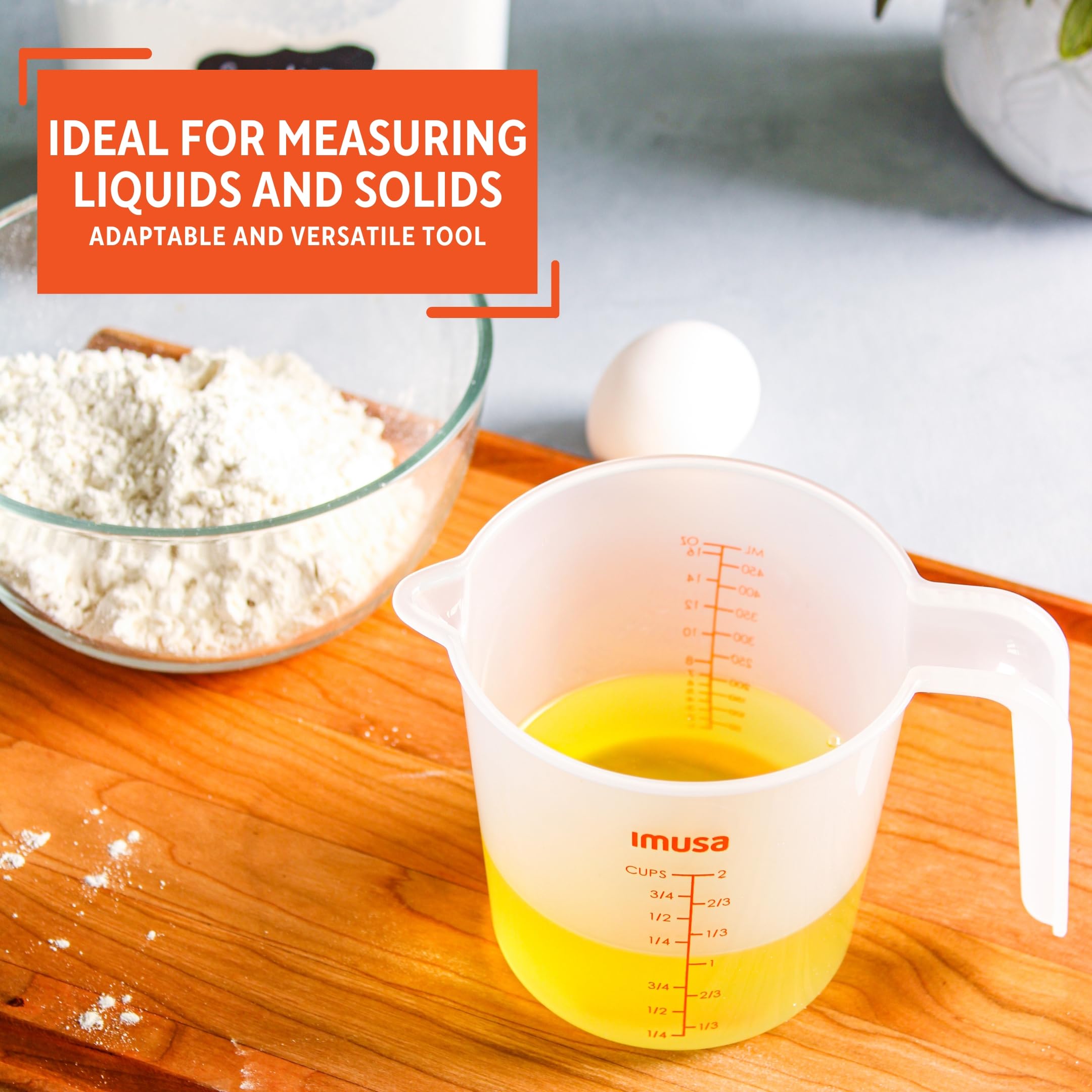 IMUSA Plastic Measuring Cups Set of 3/1,2 & 4 Cup with Easy Pour Spout & Red Indicators, Nesting Liquid and Dry Measuring Cups for Cooking & Baking - Image 6