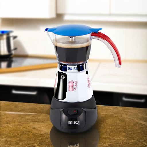 Imusa Special Edition Electric Cuba/Domino themed Espresso Maker, 3 or 6 Cups, White, Red, Blue - Image 5