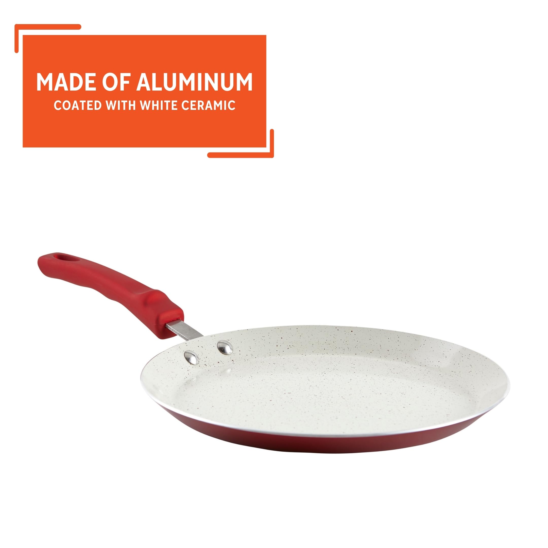 IMUSA USA 11" Nonstick Marble Interior Comal with Soft-Touch Handle, Ruby Red - Image 3