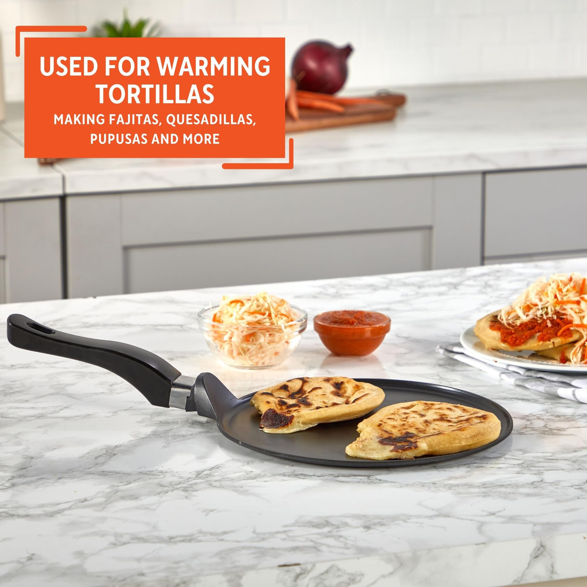 IMUSA USA 9.5" Nonstick Soft Touch Comal/Griddle with Soft Touch Handle, Black - Image 5