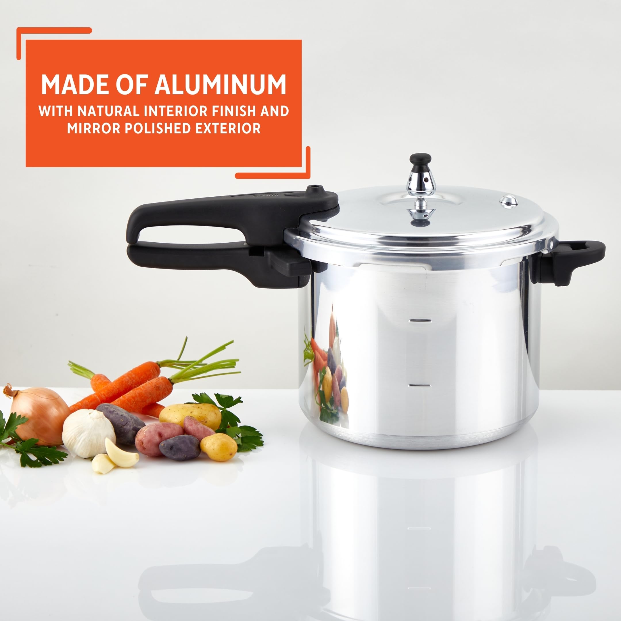 IMUSA USA A417-80801W Stovetop Aluminum Pressure Cooker 7.0-Quart,Silver - Image 3