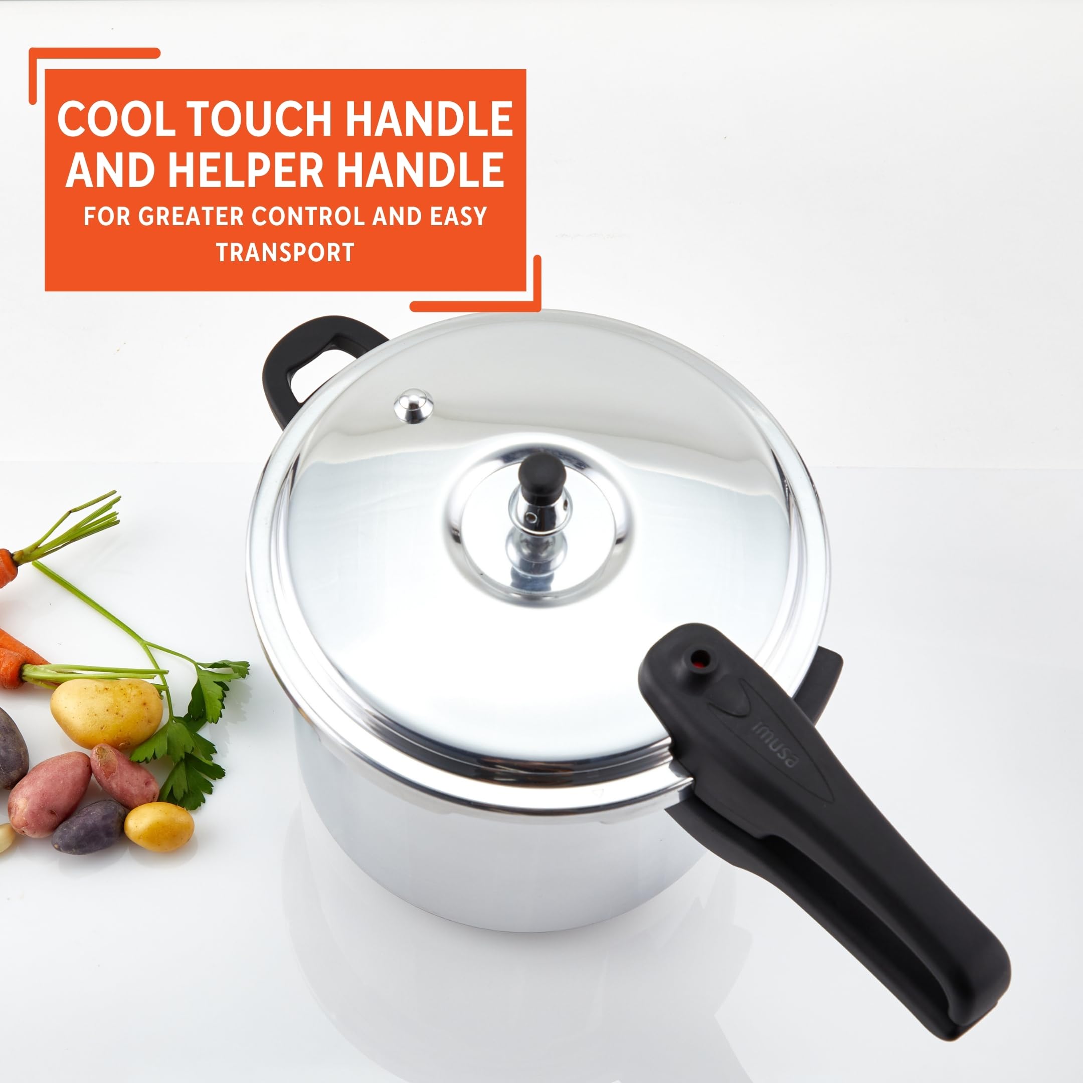 IMUSA USA A417-80801W Stovetop Aluminum Pressure Cooker 7.0-Quart,Silver - Image 4