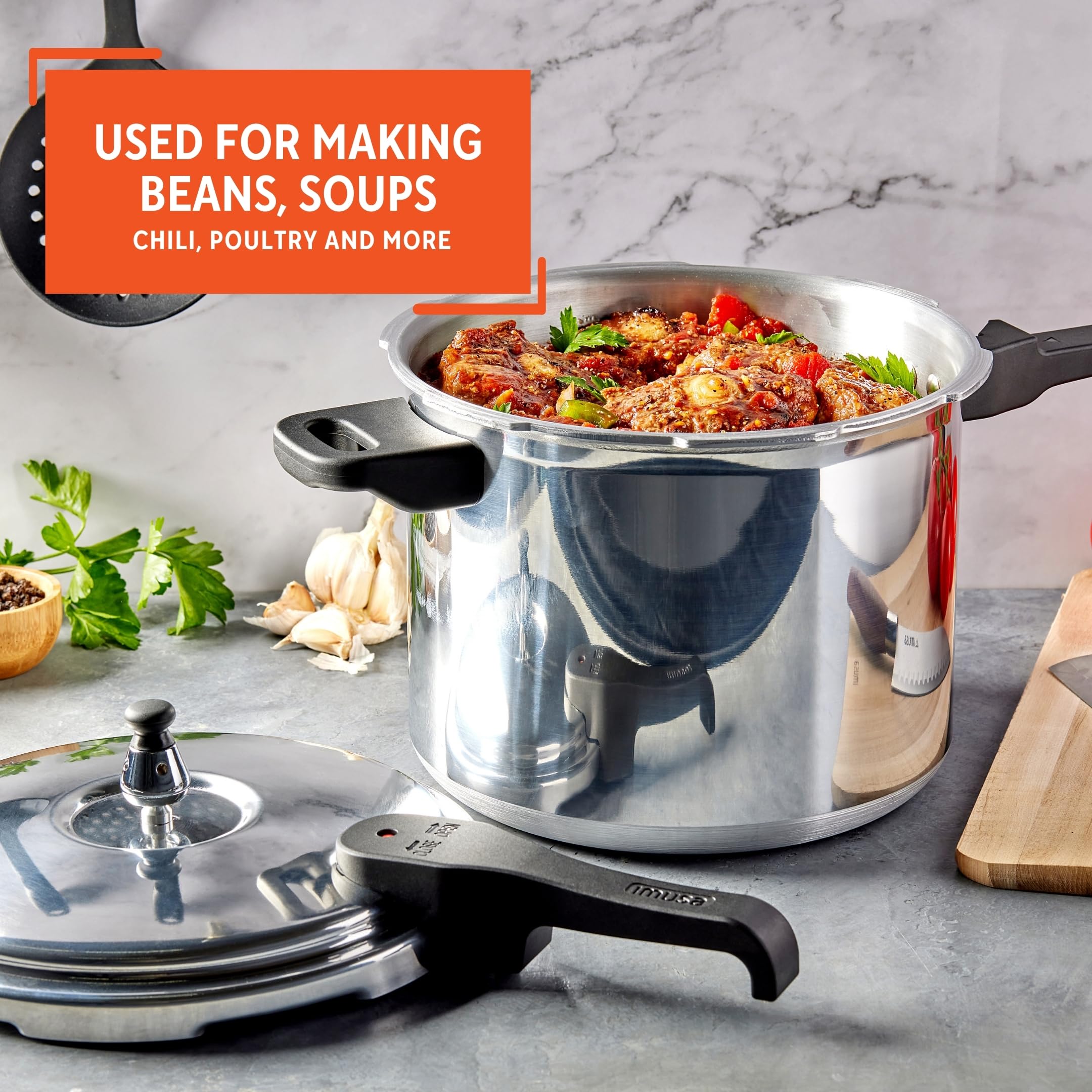 IMUSA USA A417-80801W Stovetop Aluminum Pressure Cooker 7.0-Quart,Silver - Image 7