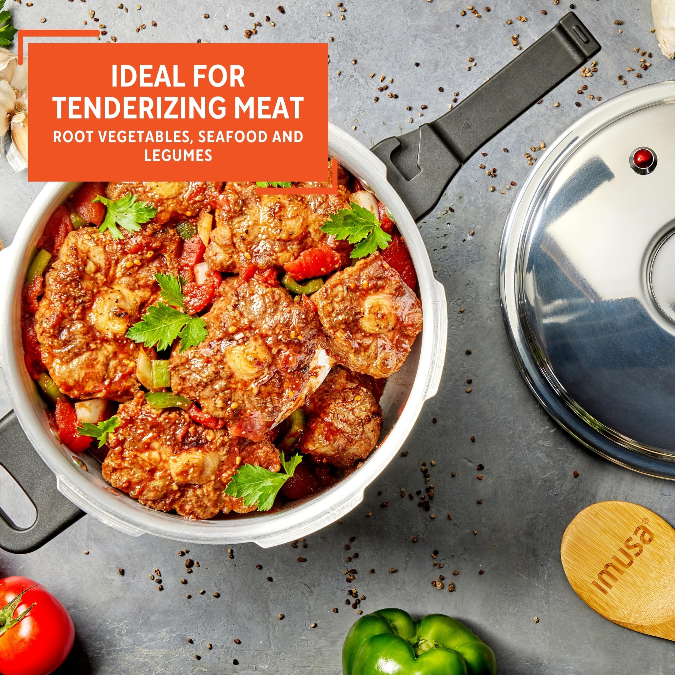 IMUSA USA A417-80801W Stovetop Aluminum Pressure Cooker 7.0-Quart,Silver - Image 8