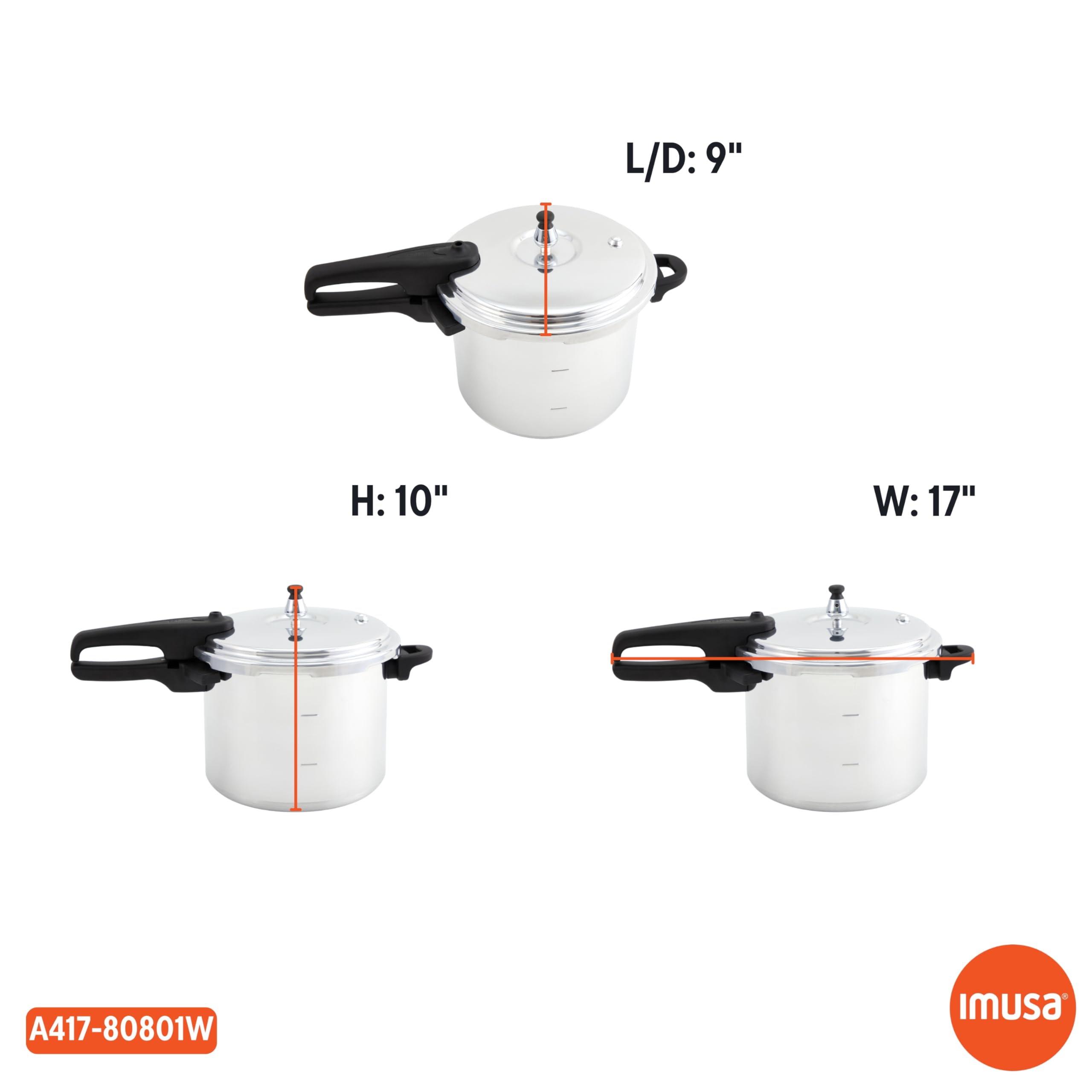 IMUSA USA A417-80801W Stovetop Aluminum Pressure Cooker 7.0-Quart,Silver - Image 9