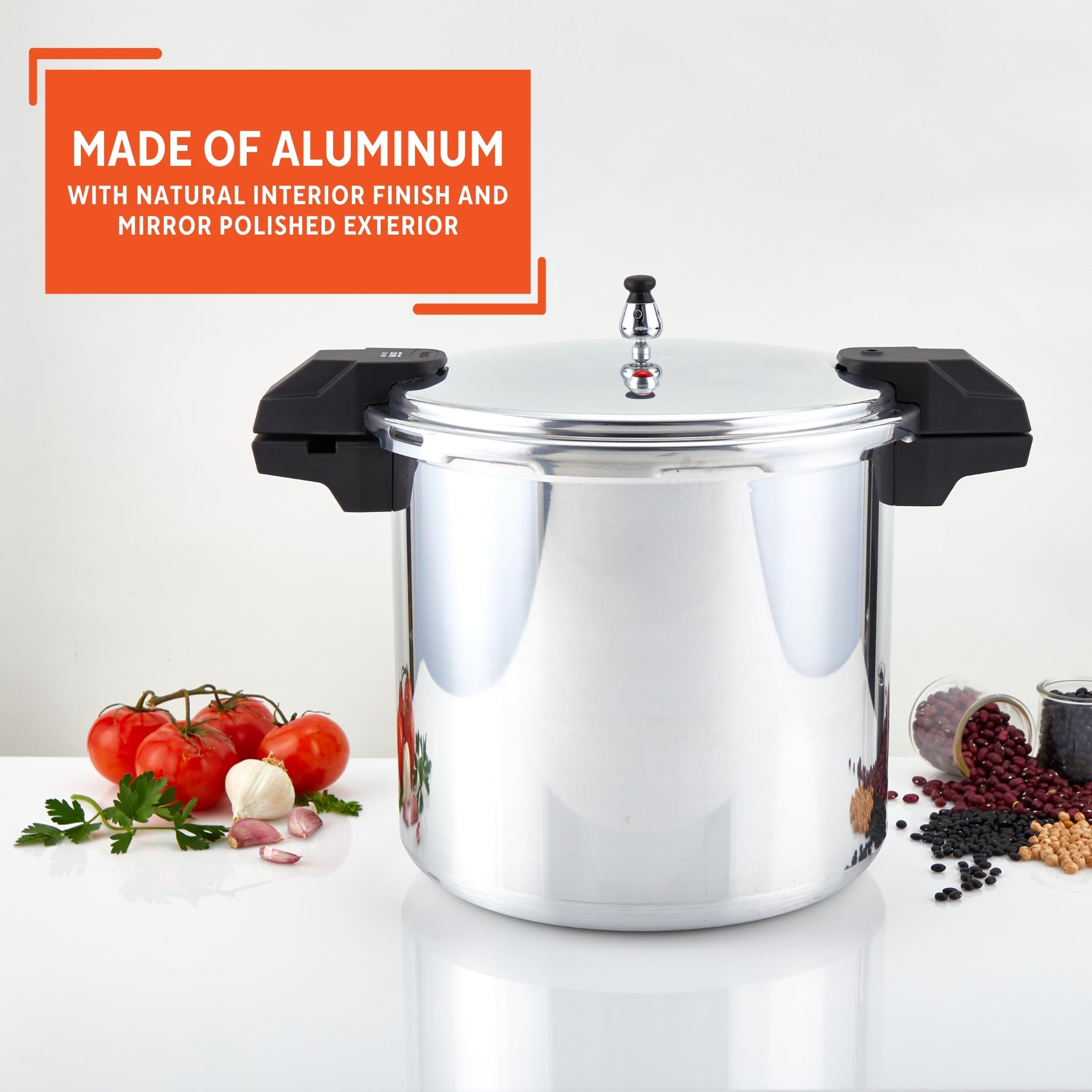 IMUSA USA A417-80808 22Qt Jumbo Stovetop Pressure Cooker with Regulator and Side Handles, Silver - Image 3