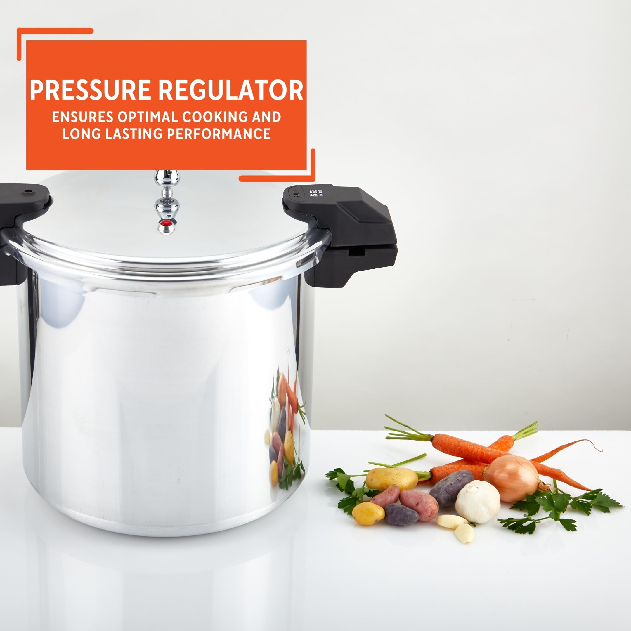 IMUSA USA A417-80808 22Qt Jumbo Stovetop Pressure Cooker with Regulator and Side Handles, Silver - Image 5