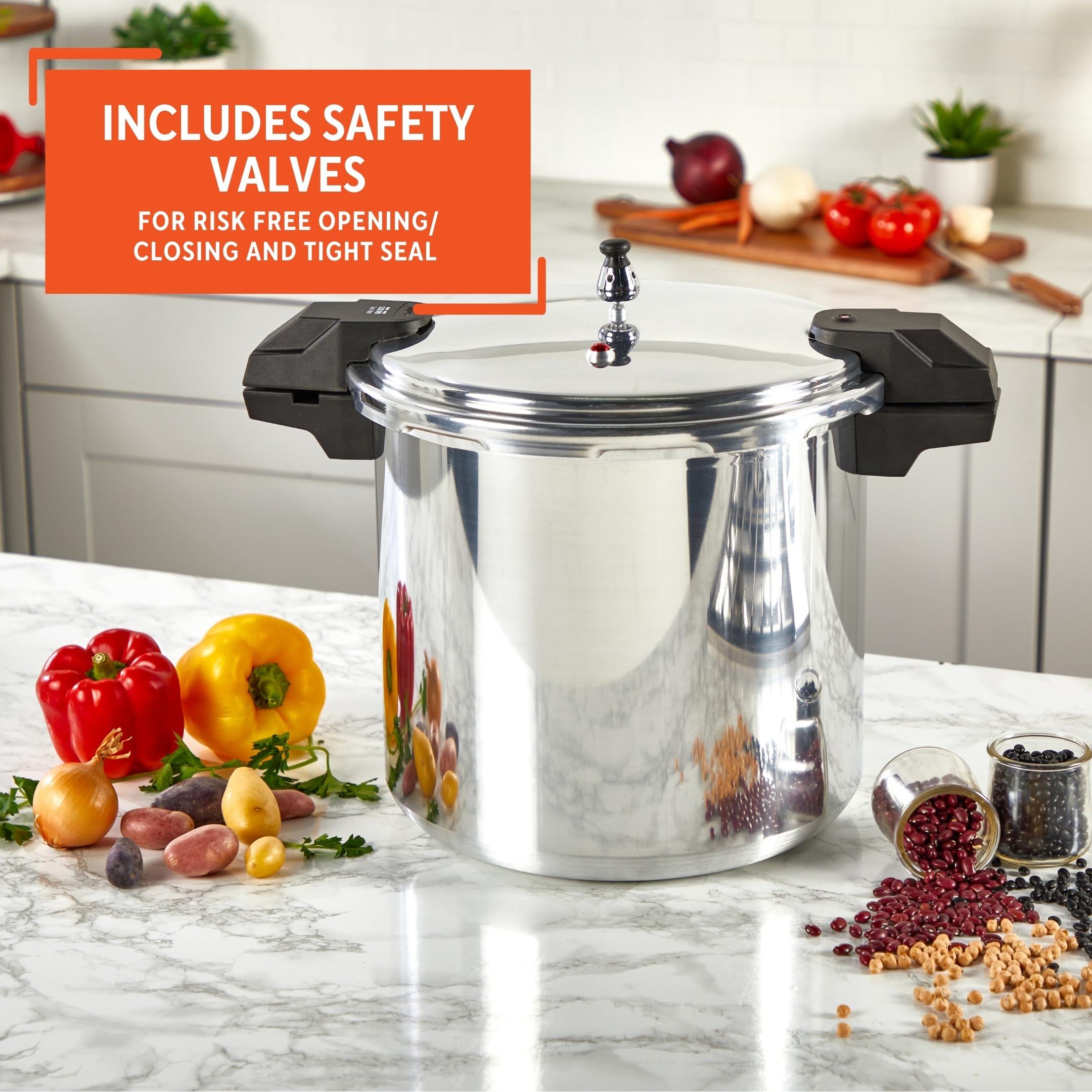 IMUSA USA A417-80808 22Qt Jumbo Stovetop Pressure Cooker with Regulator and Side Handles, Silver - Image 6