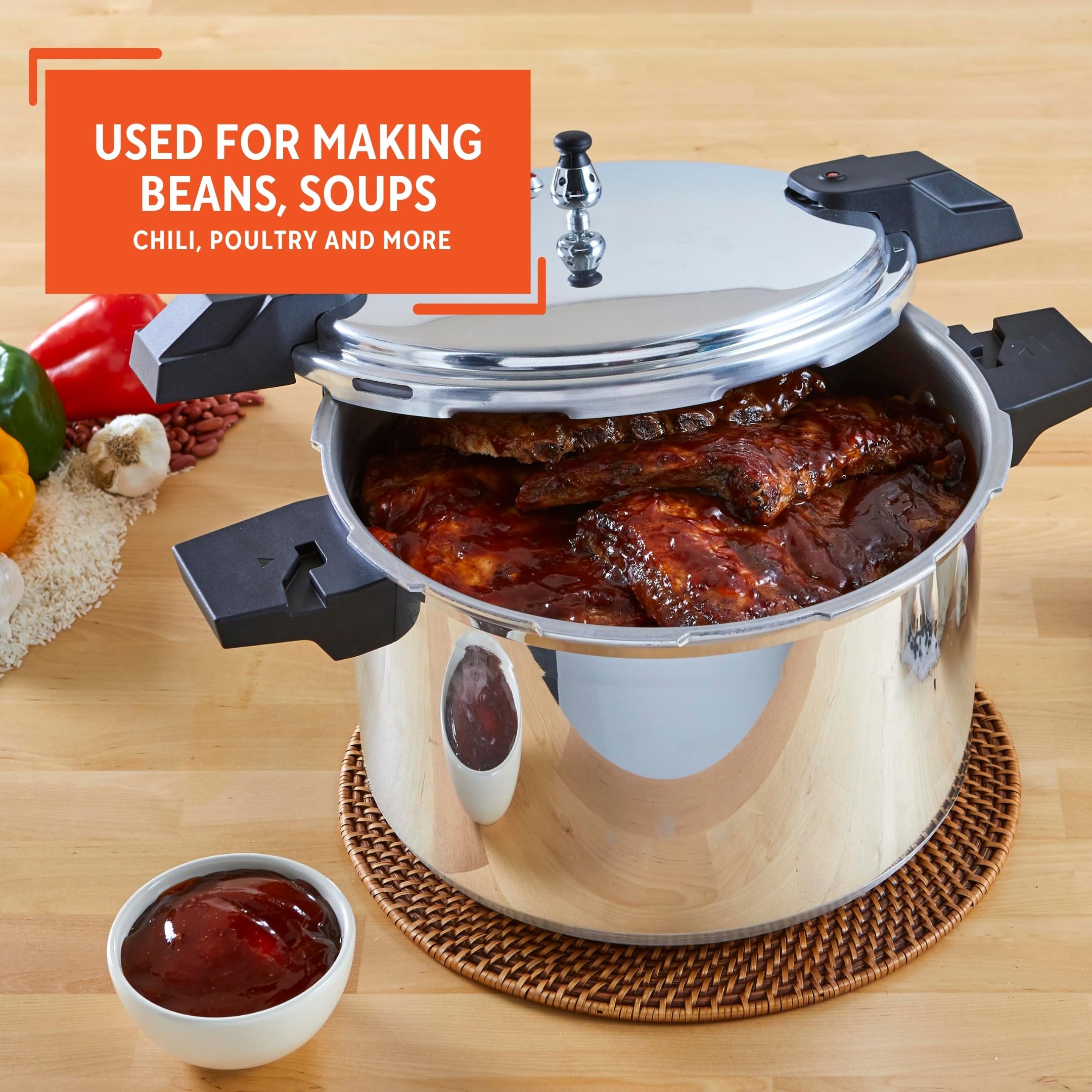 IMUSA USA A417-80808 22Qt Jumbo Stovetop Pressure Cooker with Regulator and Side Handles, Silver - Image 7