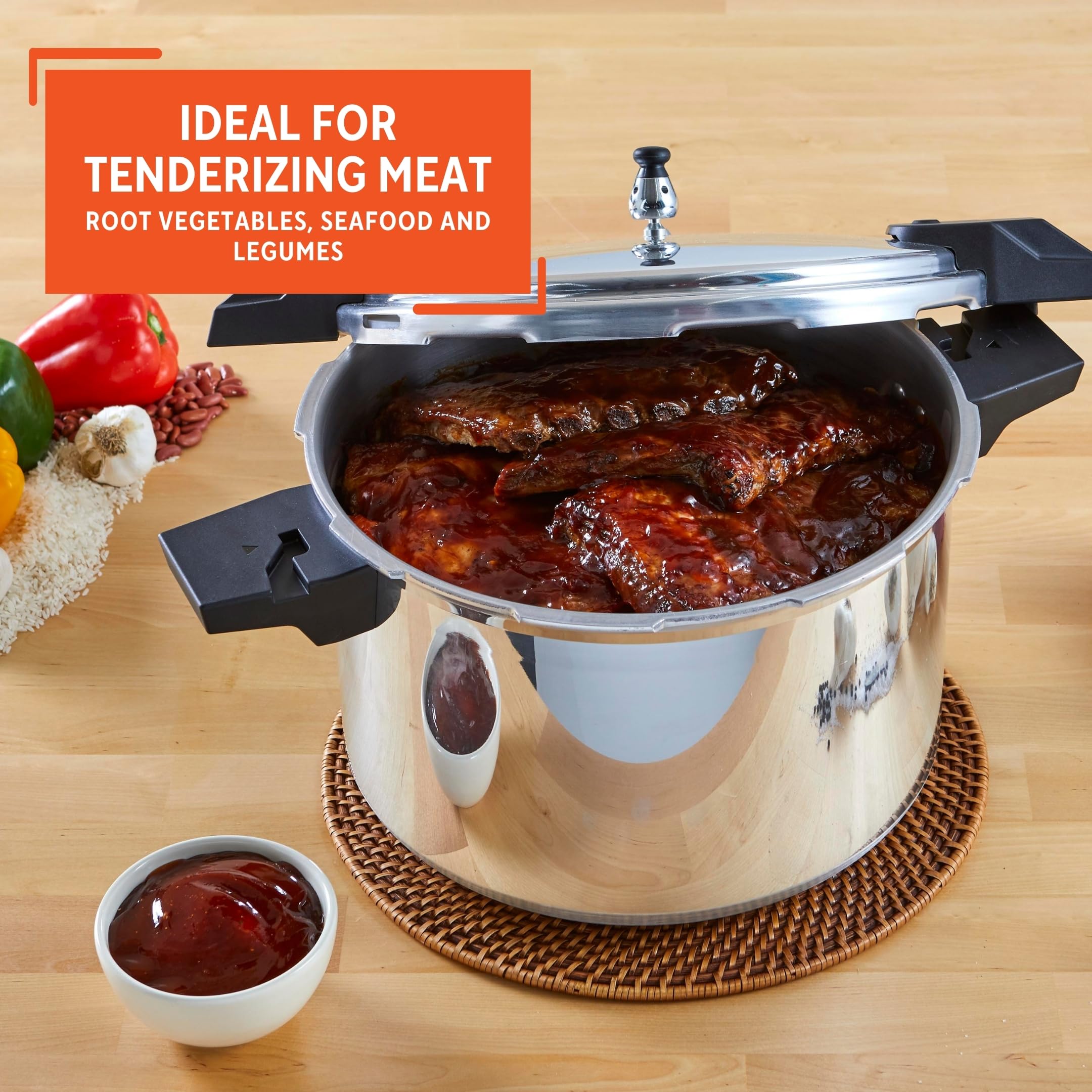 IMUSA USA A417-80808 22Qt Jumbo Stovetop Pressure Cooker with Regulator and Side Handles, Silver - Image 8