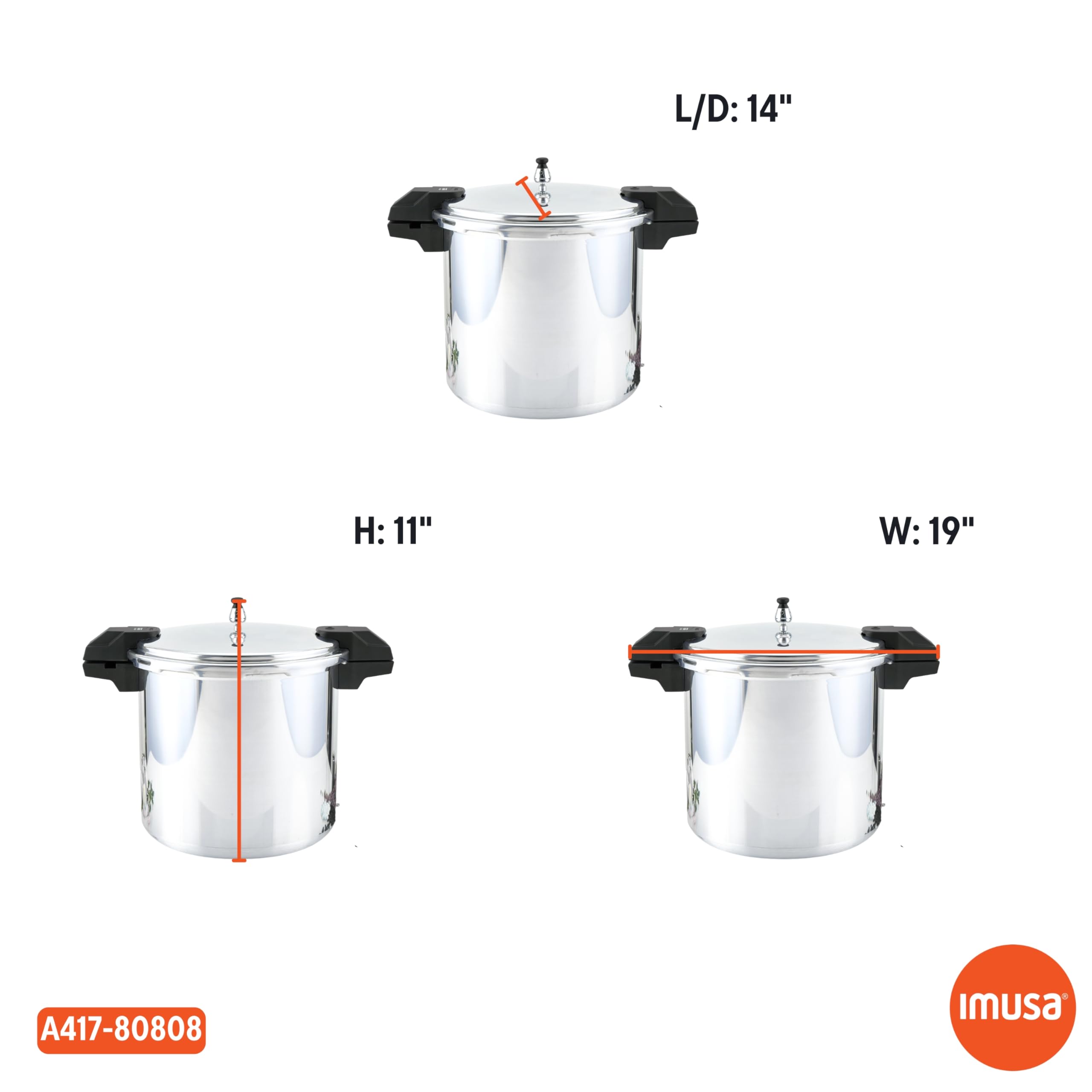 IMUSA USA A417-80808 22Qt Jumbo Stovetop Pressure Cooker with Regulator and Side Handles, Silver - Image 9