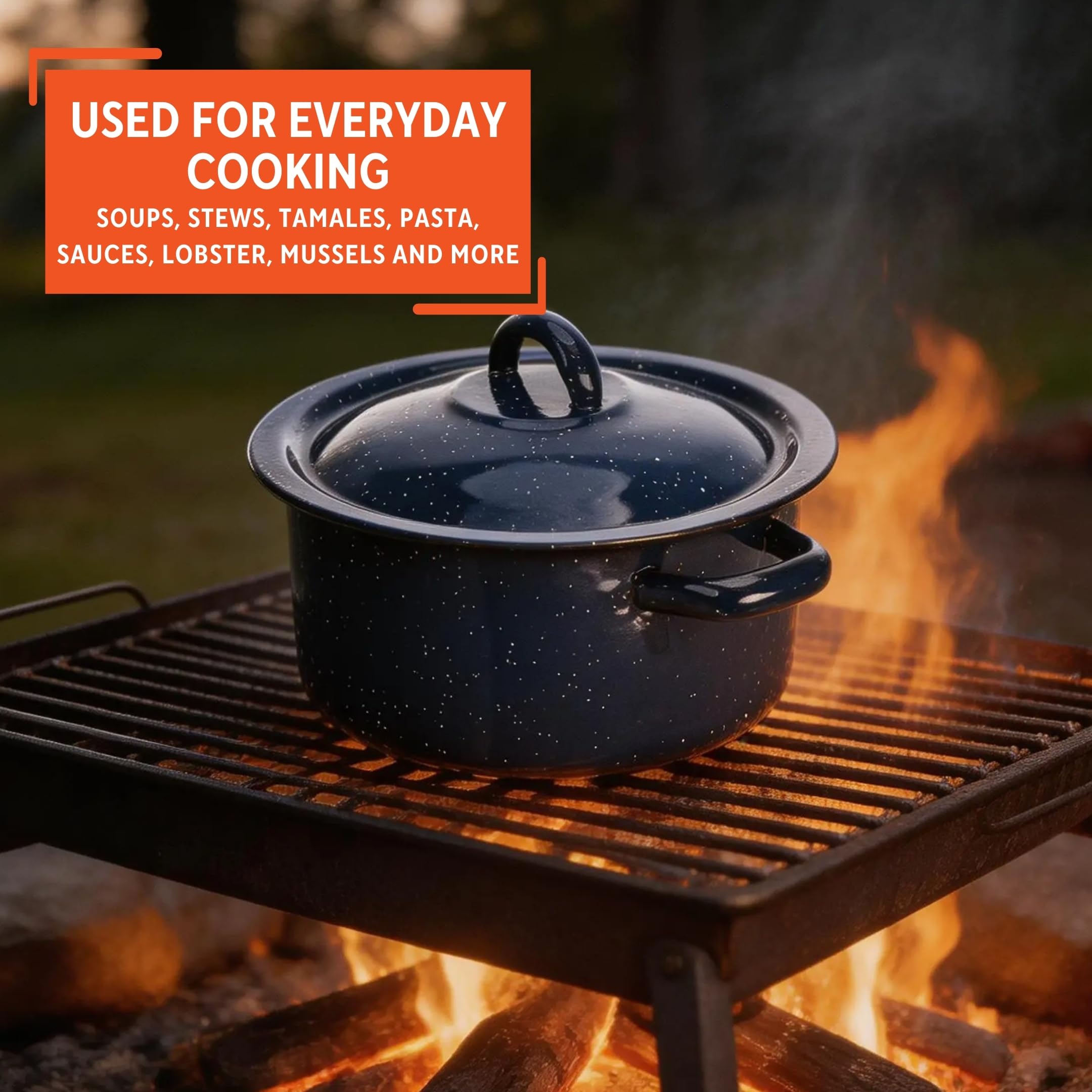 IMUSA USA C20666-1062810W Speckled Enamel Stock Pot with Lid, 4 Quart, Blue - Image 6