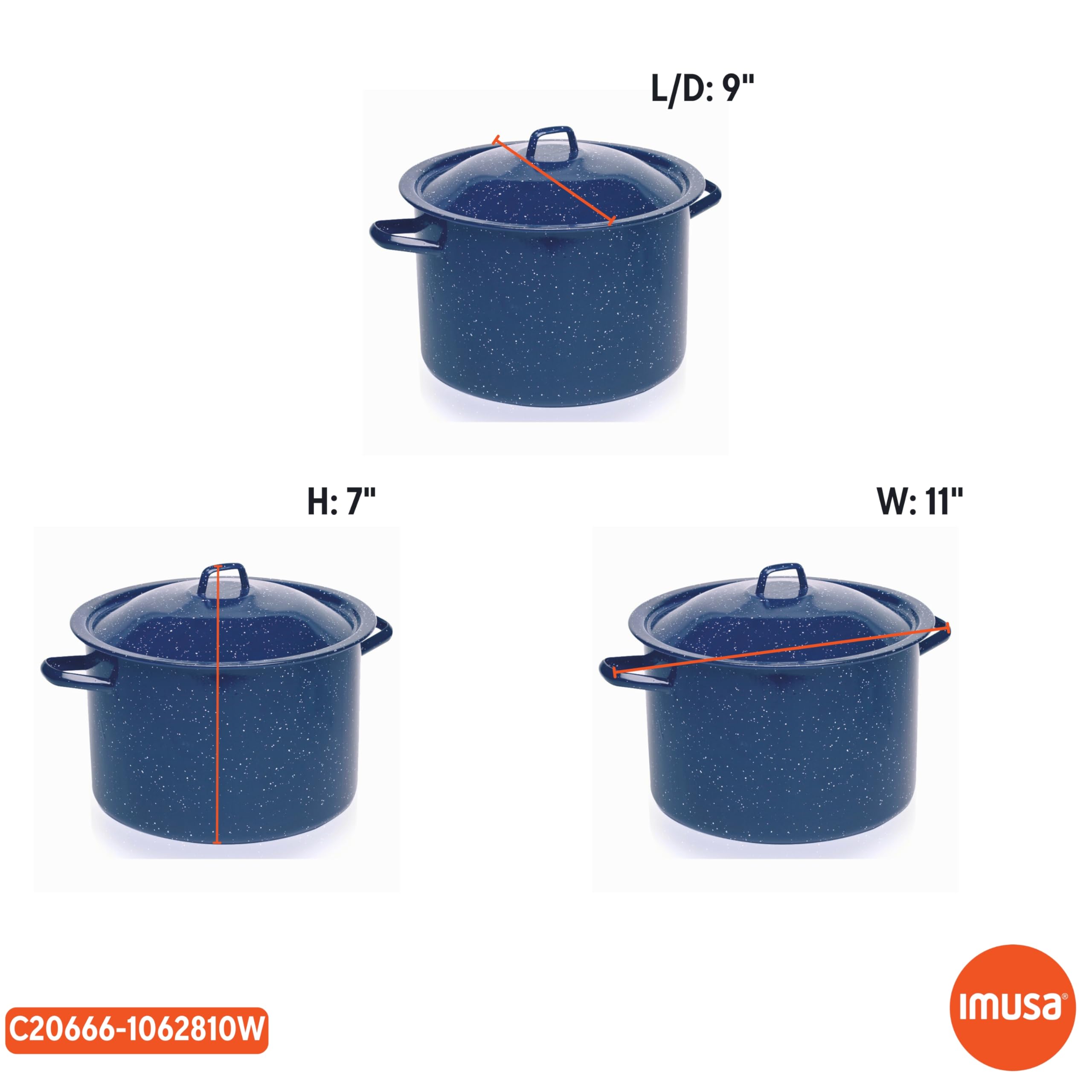 IMUSA USA C20666-1062810W Speckled Enamel Stock Pot with Lid, 4 Quart, Blue - Image 8